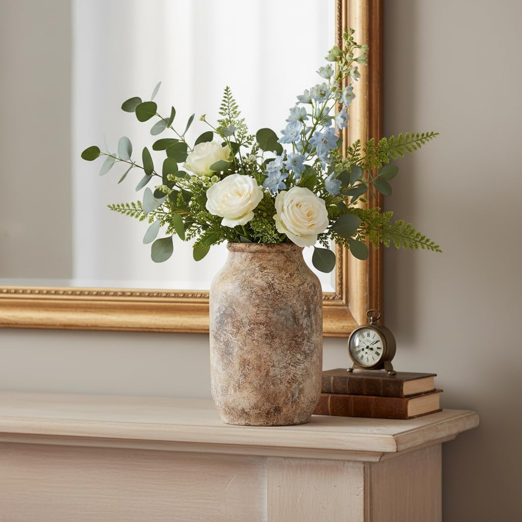Rustic Terracotta Vase / Orange / 9 Inch