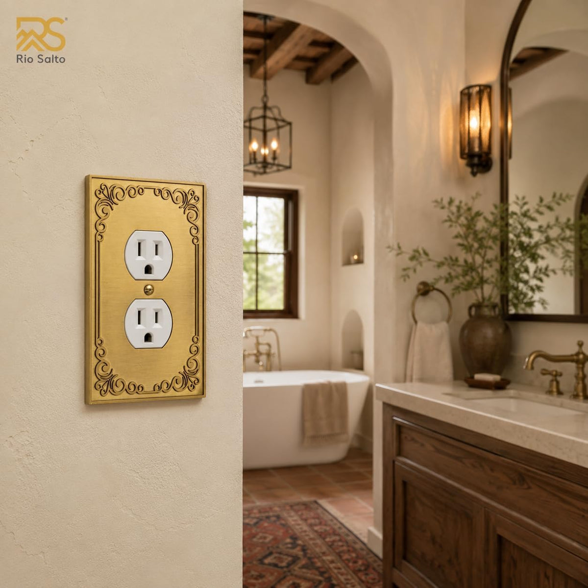Rio Salto Gold Decorative Outlet Covers Light Switch Cover Plate Duplex Receptacle Wall Plate Metal Wall Plates 1 Gang