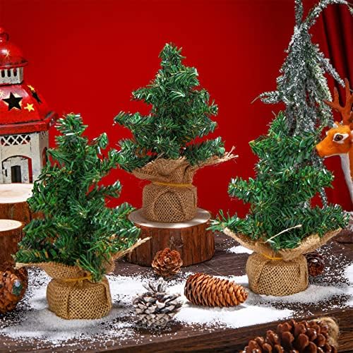Yinder 6 Pack Mini Christmas Tree Tabletop Artificial Pine Burlap