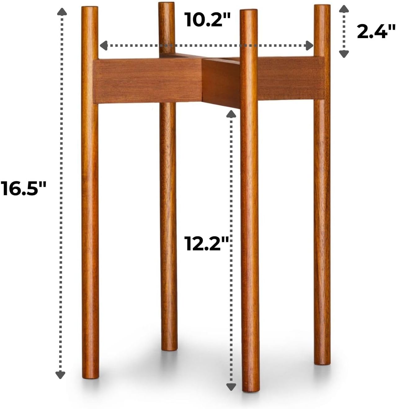 Fox & Fern Mid Century Plant Stands for Indoor Planters, Acacia, 10 Inch | Plug In Design, Holds 175 lbs, Two High