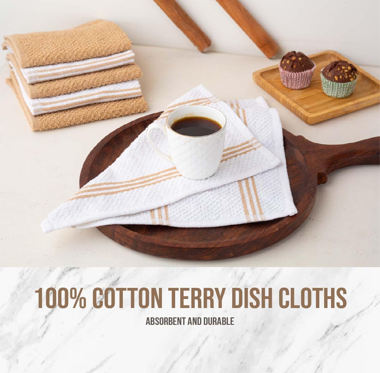 LANE LINEN 16 Piece Kitchen Dish Cloths Set - 100% Cotton Dish Towels, Heat Resistant Kitchen Mittens and Pot Holder