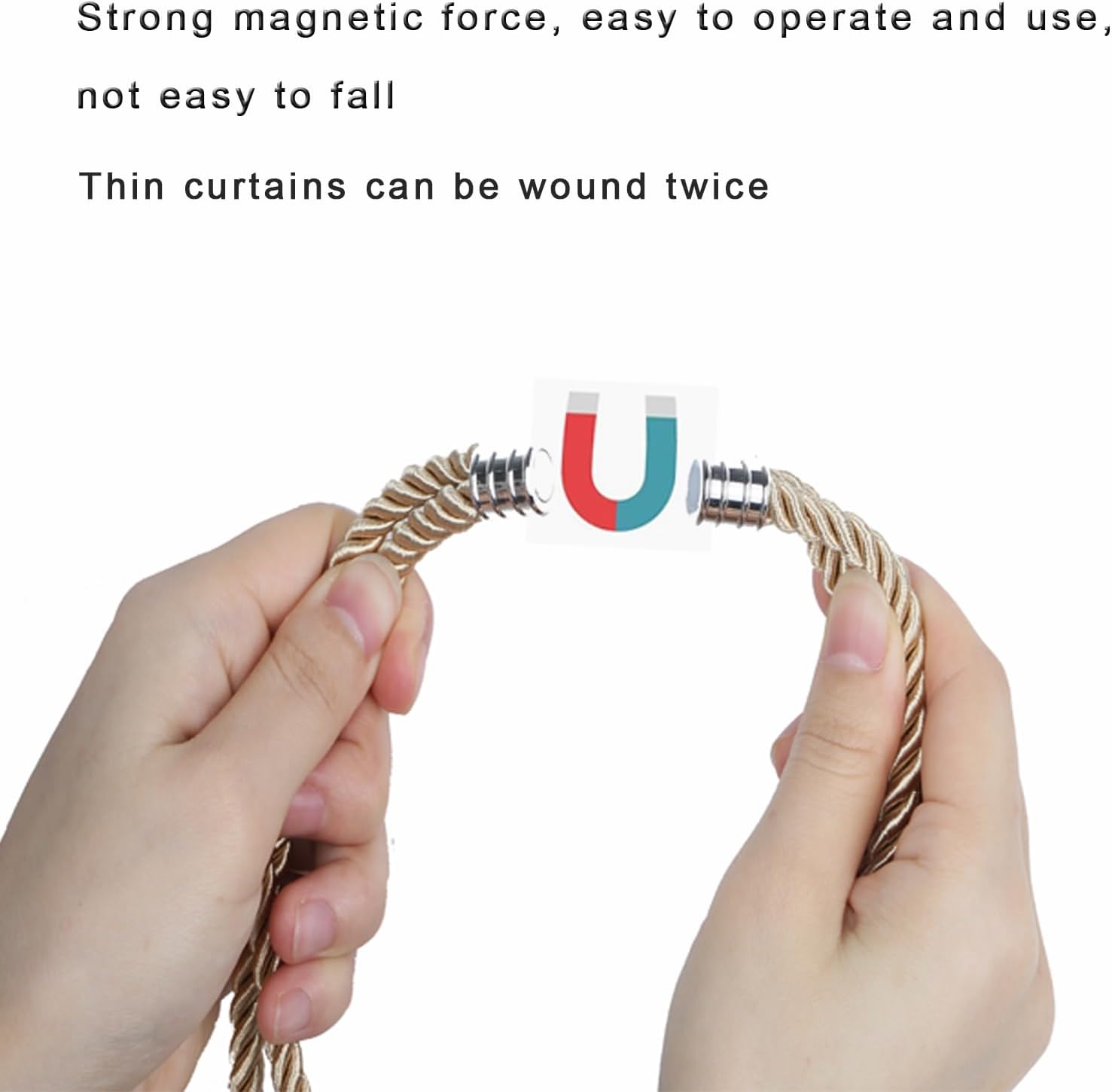 Magnetic Curtain Tiebacks Handmade Tassel Drapery Holdback,4P | Gold,Modern Handmade Tie Backs,Magnet Tassel Curtain