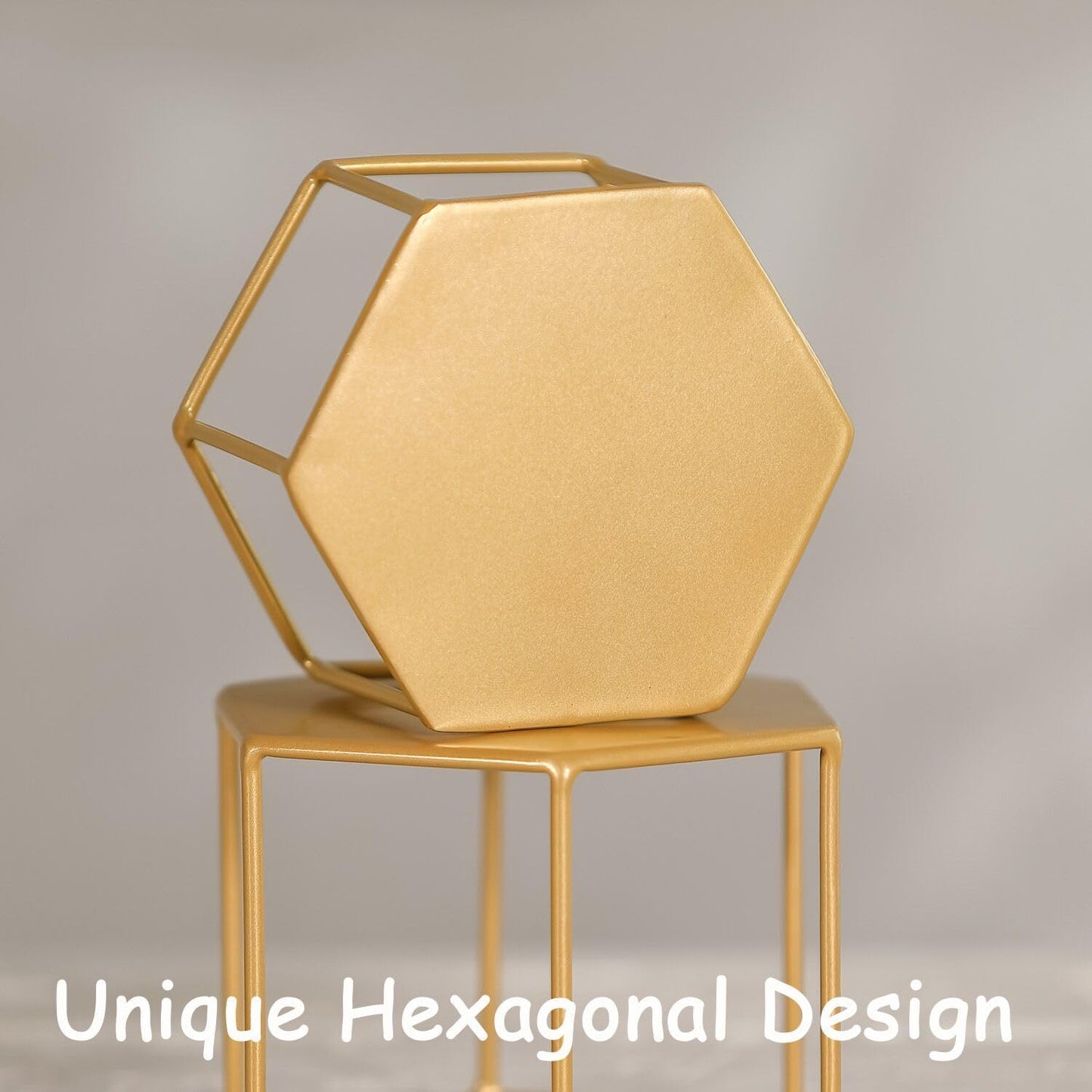 Modern Brass Buffet Display Stands / Upgraded Hexagonal / Set of 4