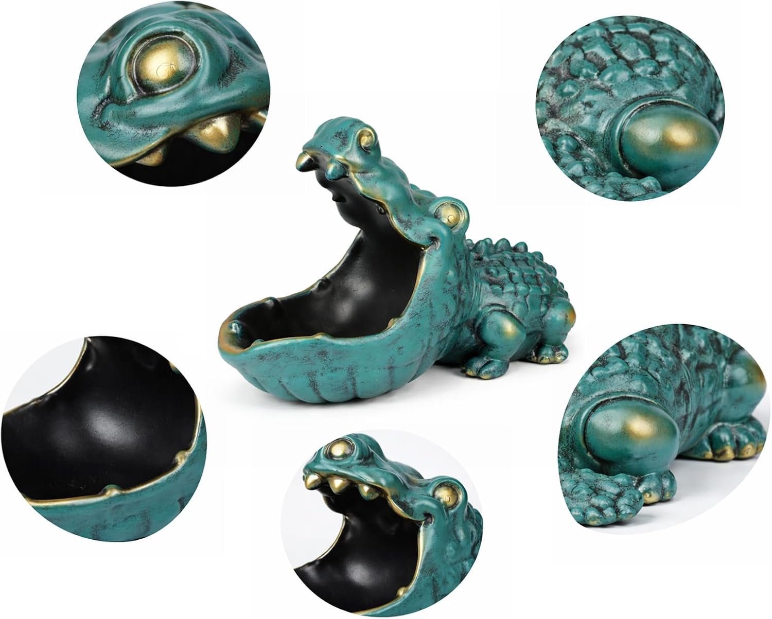 Alligator Statue Key Bowl / Green