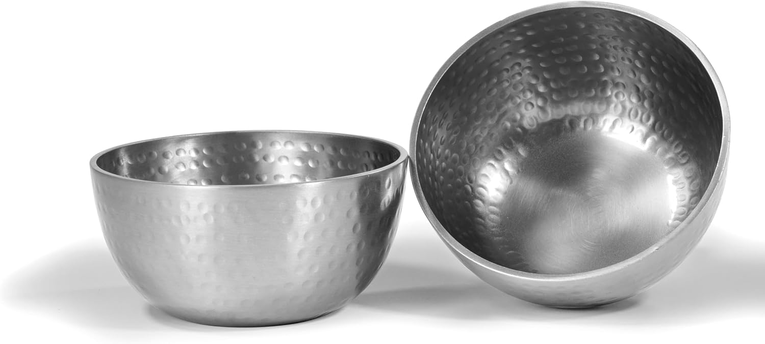 4" Round Hammered Aluminum Decorative Bowl / 4 Inches / Silver