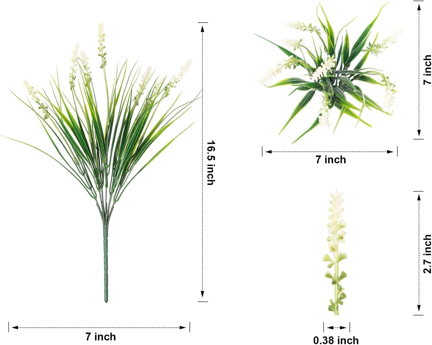 Artificial Plants Fake Flowers Monkey Grass / White / Set of 20