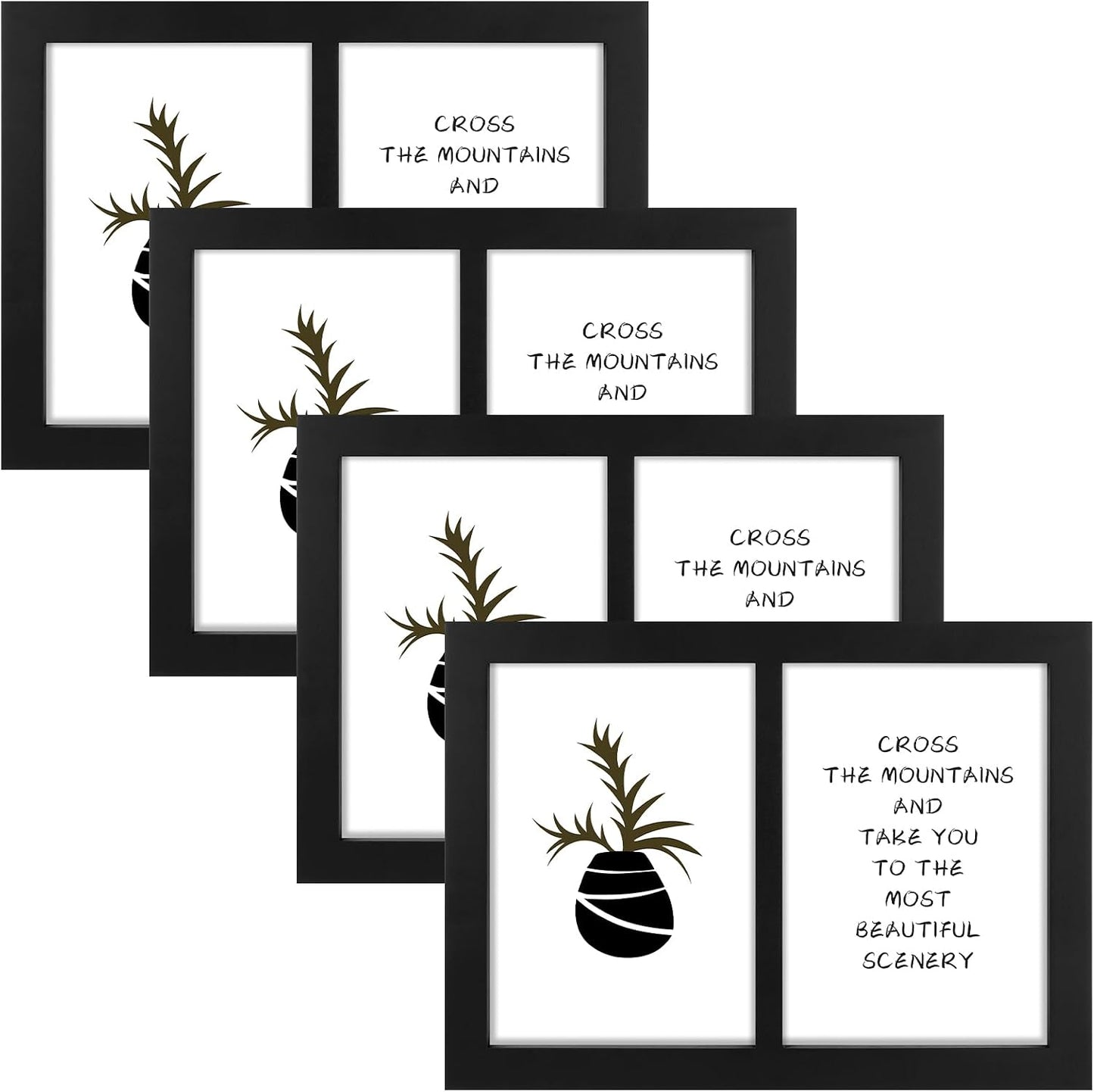 Golden State Art, 5x7 Double Picture Frame, Display Two 5x7 Photos(Black) | Solid Wood - Real Glass For Tabletop Or
