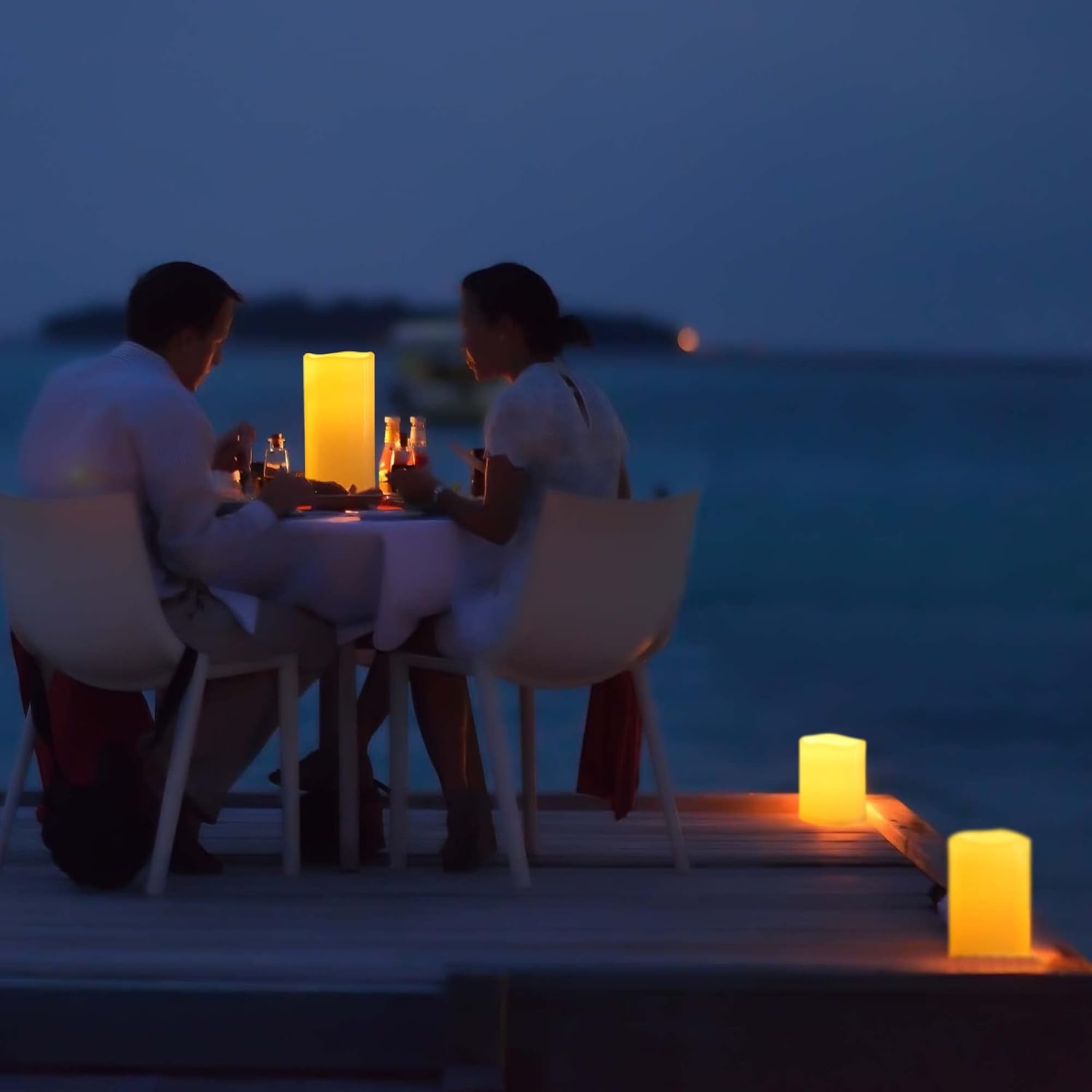 10" x 5" Waterproof Outdoor Flameless Candles Battery Operated LED Flickering Pillar Candles with Remote and Timer for