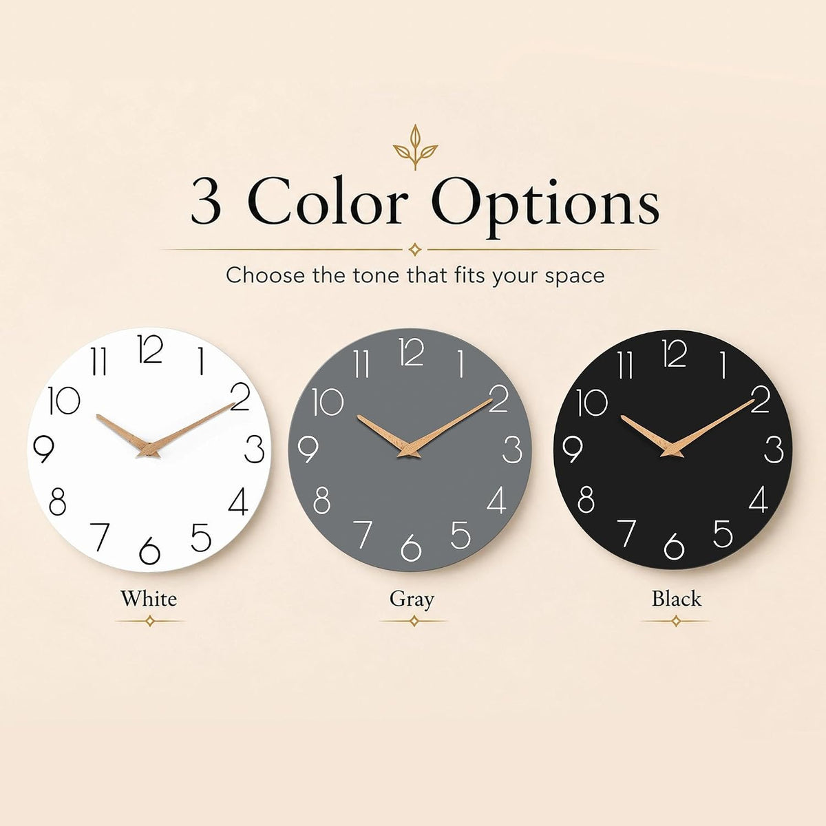 cicininc 12 Inch Battery Operated Wall Clock, Silent Analog, Gray | Kitchen | Office | Bedroom | Modern Style