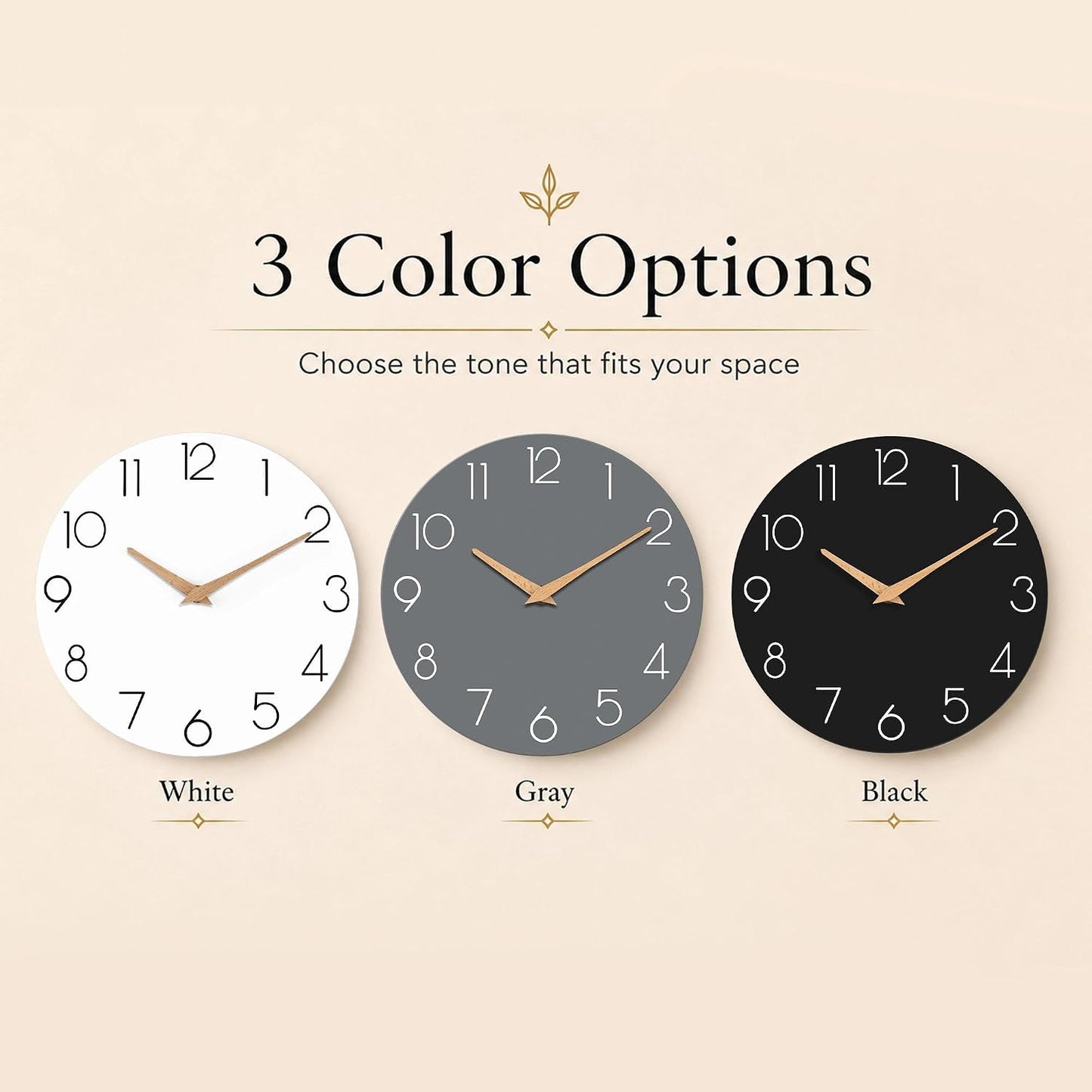 cicininc 12 Inch Battery Operated Wall Clock, Silent Analog, Black | Kitchen | Office | Bedroom | Modern Style