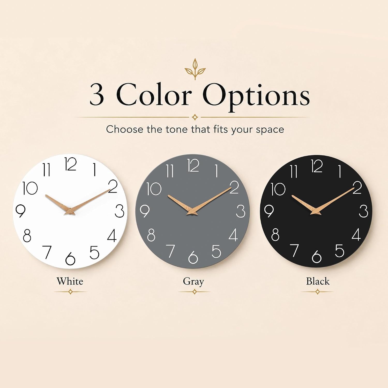 cicininc 12 Inch Battery Operated Wall Clock, Silent Analog, Black | Kitchen | Office | Bedroom | Modern Style