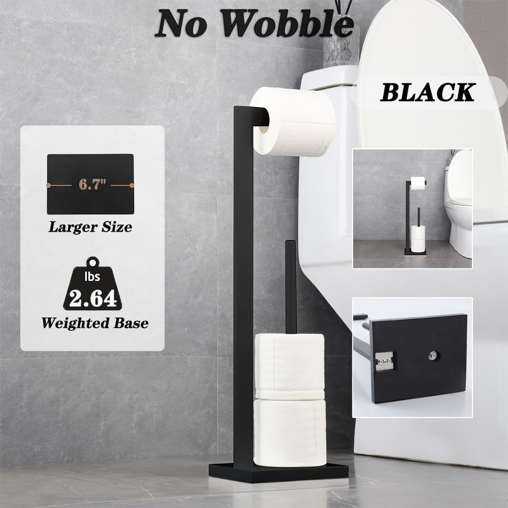 GERZWY SUS 304 Stainless Steel Toilet Paper Holder, Free Standing Lavatory Pedestal Toilet Paper Stand with Reserve