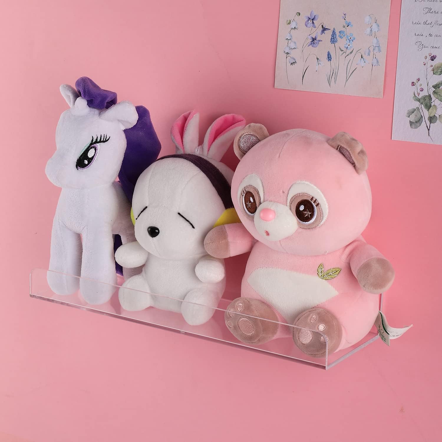 Sooyee 6 Pack Floating Shelves,15 Inch Acrylic Shelves Floating Bookshelf,Funko Pop Display Shelf, Invisible Picture