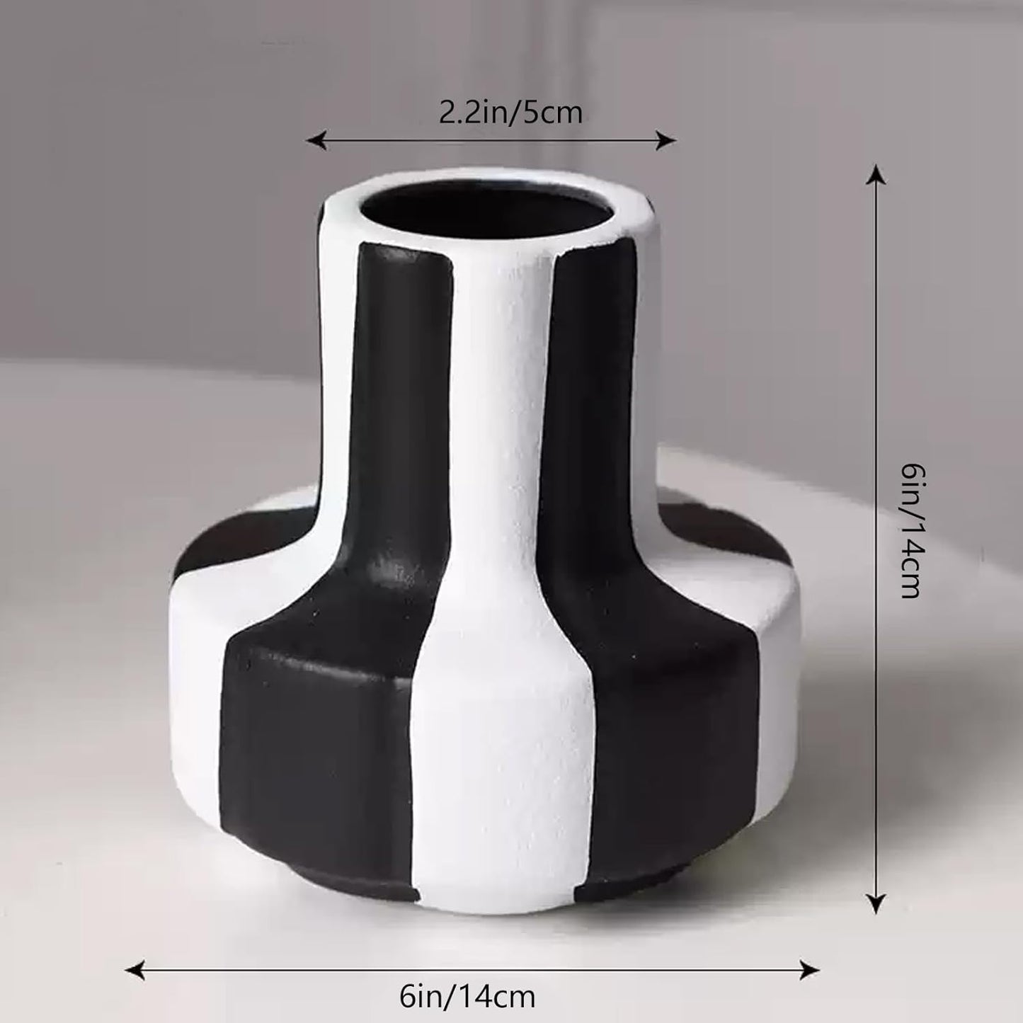 Modern Nordic and White Striped Ceramic Vase / Black