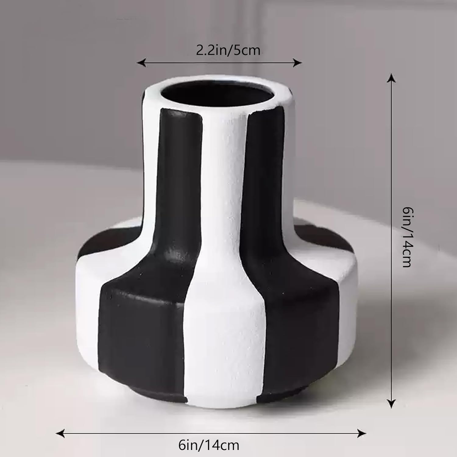 Modern Nordic and White Striped Ceramic Vase / Black