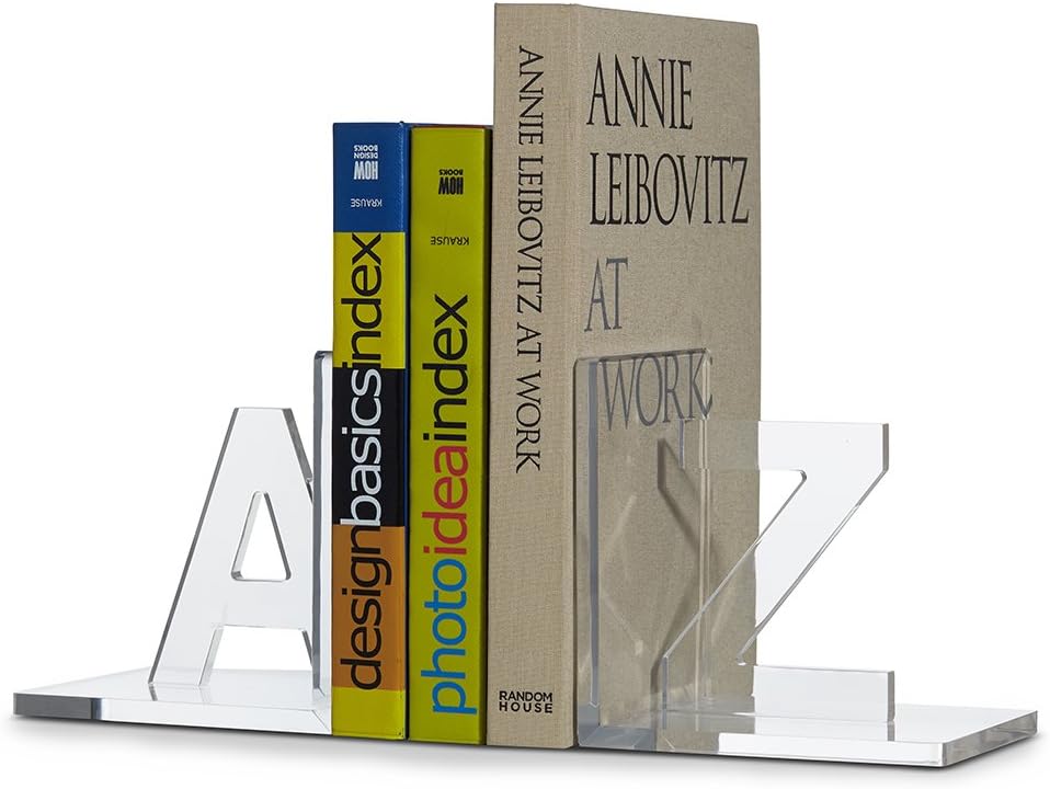 Vandue Luxe Crystal Acrylic Bookends A to Z