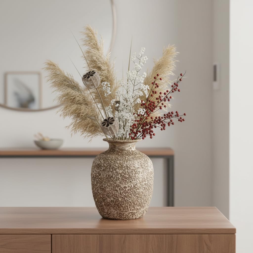 Brown Ceramic Vase / Rustic Brown / 7 Inch