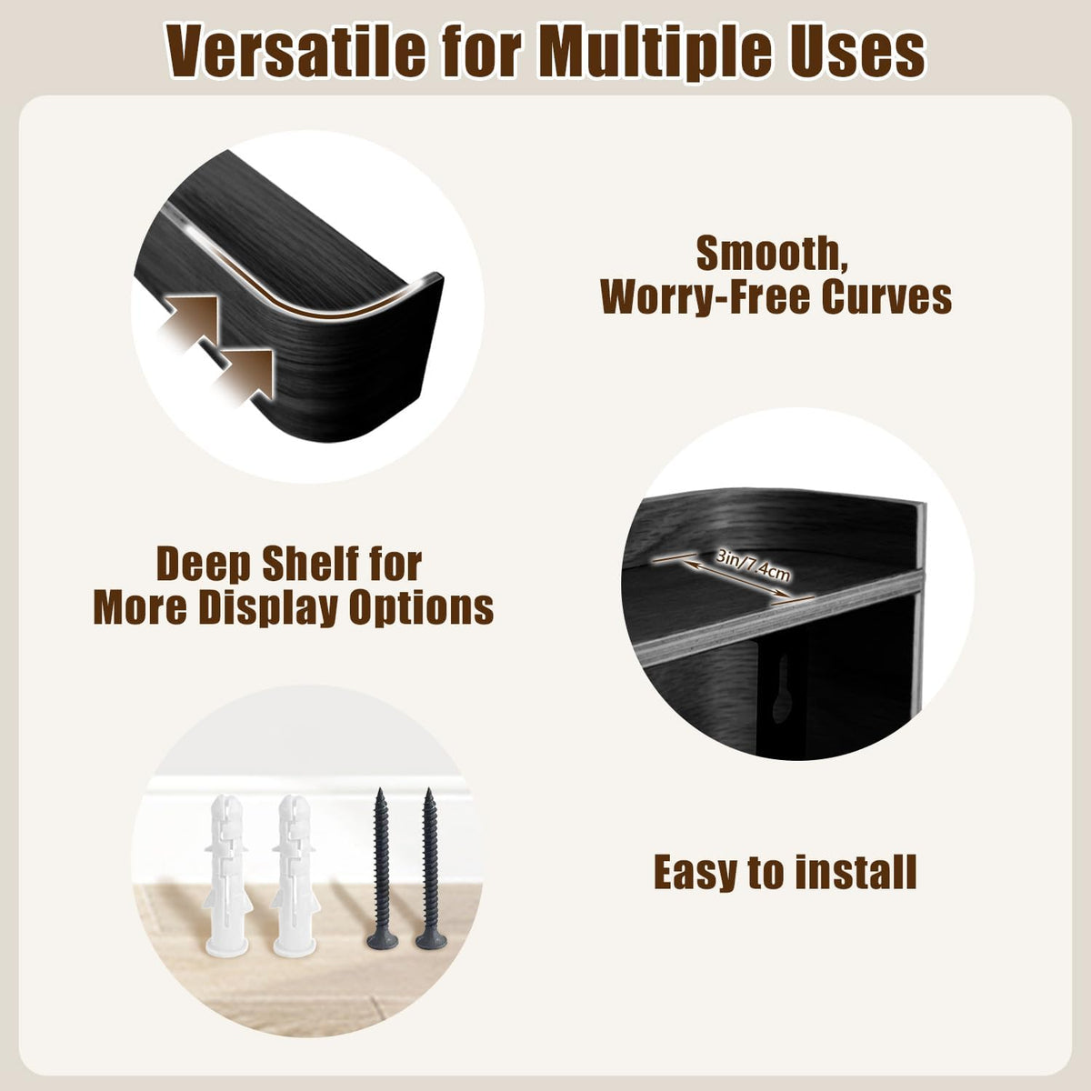 Coat Rack Wall Mount with Hidden Hooks, Wall Hooks with Shelf, Wall Key Holder Mount Wooden Shelf Entryway Hooks for