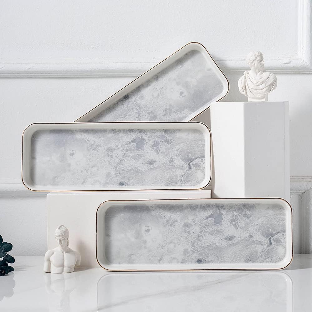 Chic Ceramic Marble Dessert Plate Cake Plate Jewelry Dish Ring Dish Cosmetics Organizer / Rectangle