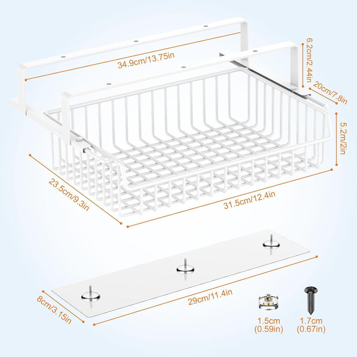 ENONCI Under Desk Storage Drawer Slide Out No Drill Metal Cabinet | Shelf Storage Basket Cabinet, Under Table Drawer