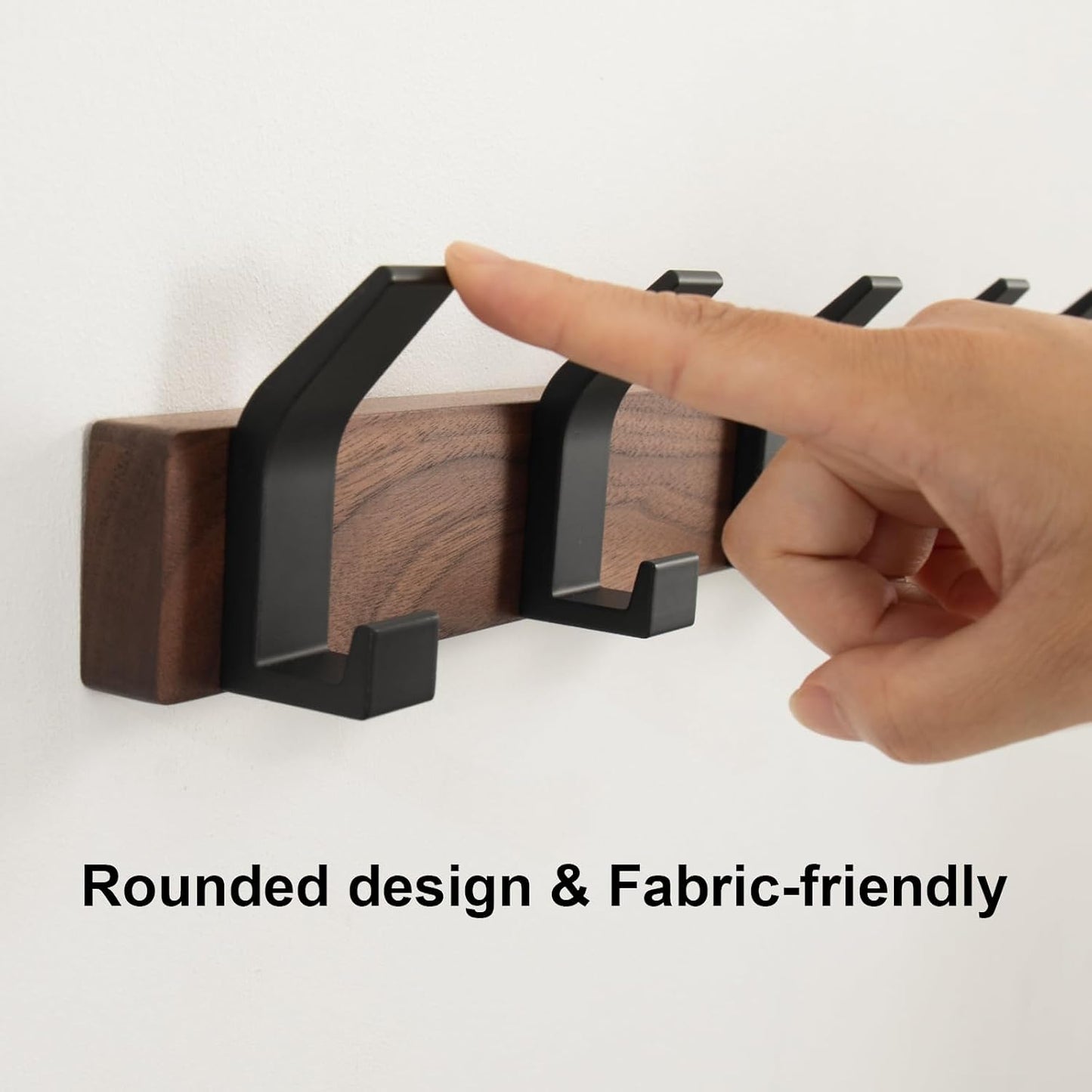 Coat Rack Wall Mount - 16.9 Inches Coat Rack Wall Mount with 5 Hooks Walnut Wood Coat Hooks Wall Mounted Rustproof Coat