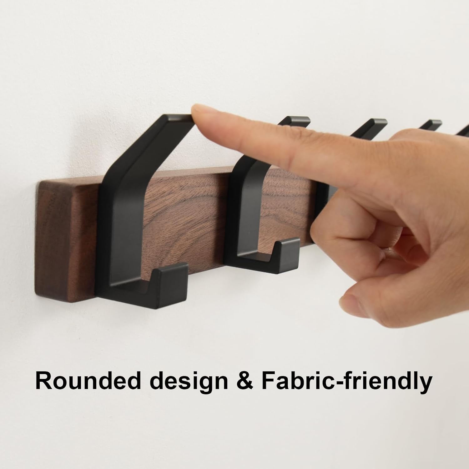 Coat Rack Wall Mount - 16.9 Inches Coat Rack Wall Mount with 5 Hooks Walnut Wood Coat Hooks Wall Mounted Rustproof Coat