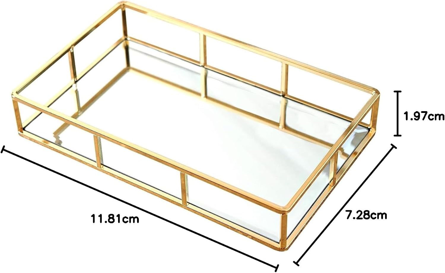 Dresser Ornate Tray Metal Decorative Tray Jewelry Perfume Organizer Makeup Tray for Vanity / Gold