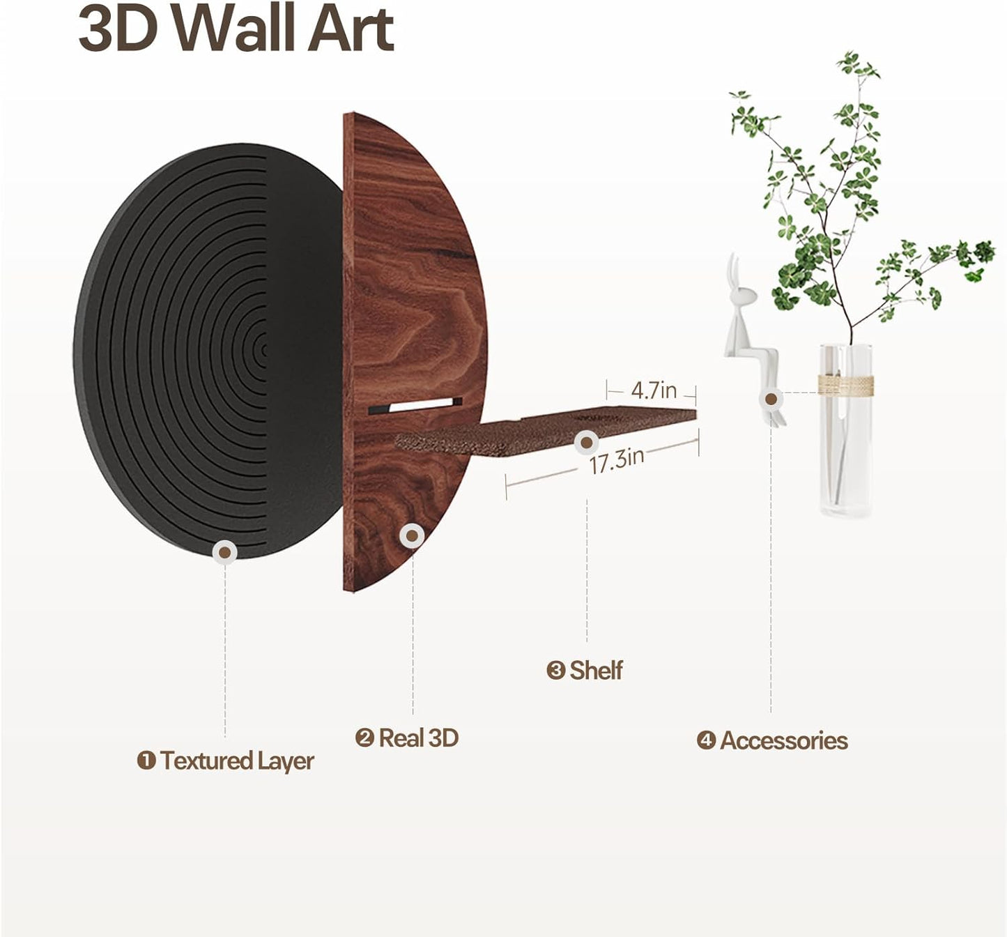 Modern Minimalist Geometric Black Brown Artwork / 24"L x 24"W / Black and Brown