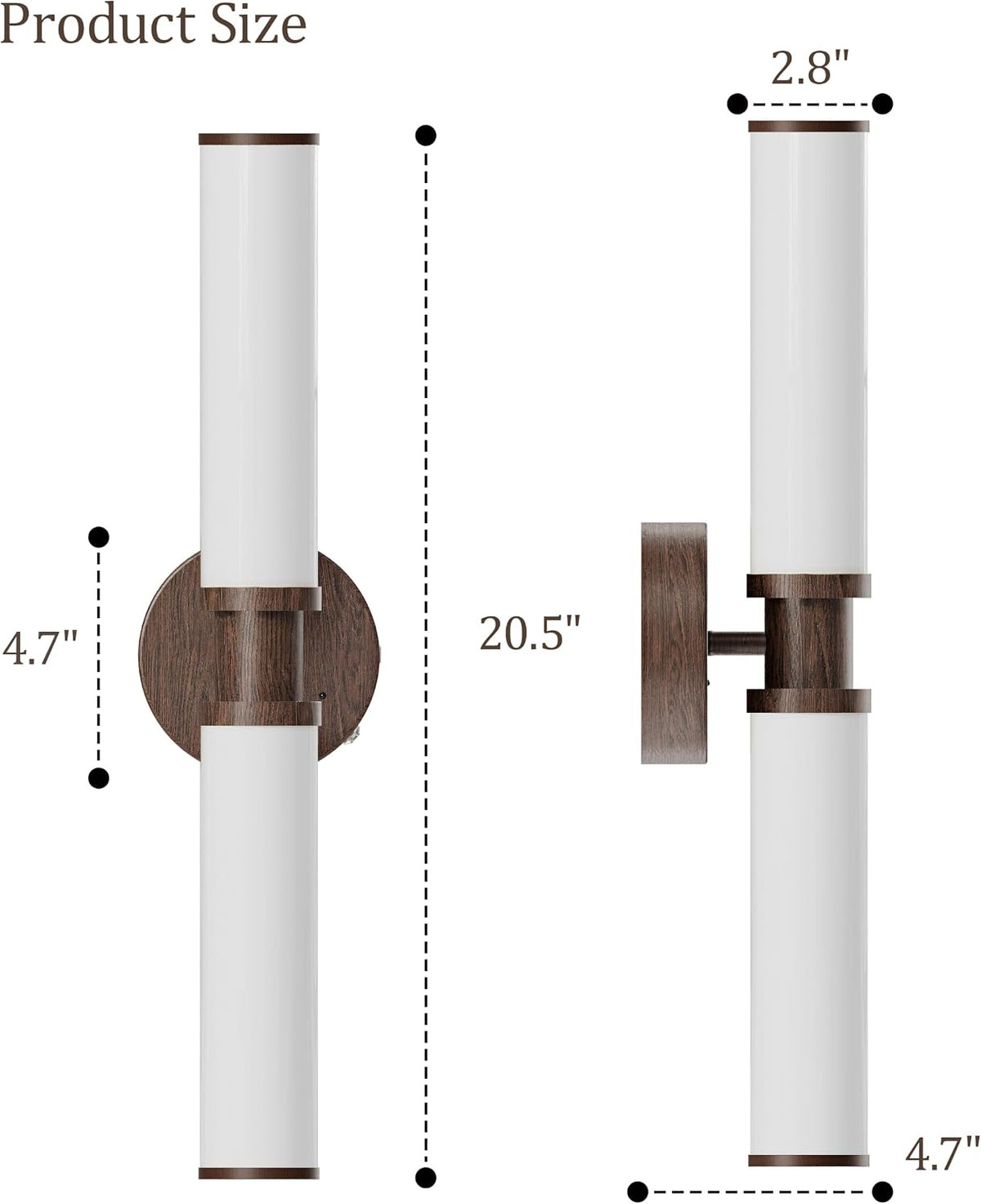 Rayogale Walnut Wireless Battery Operated Wall Sconces with Remote Control | White Glass Rechargeable Wall Lights Set