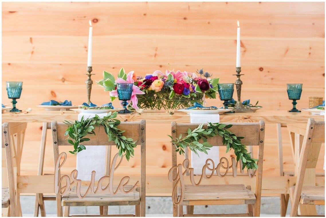 Wooden Bride and Groom Chair Signs