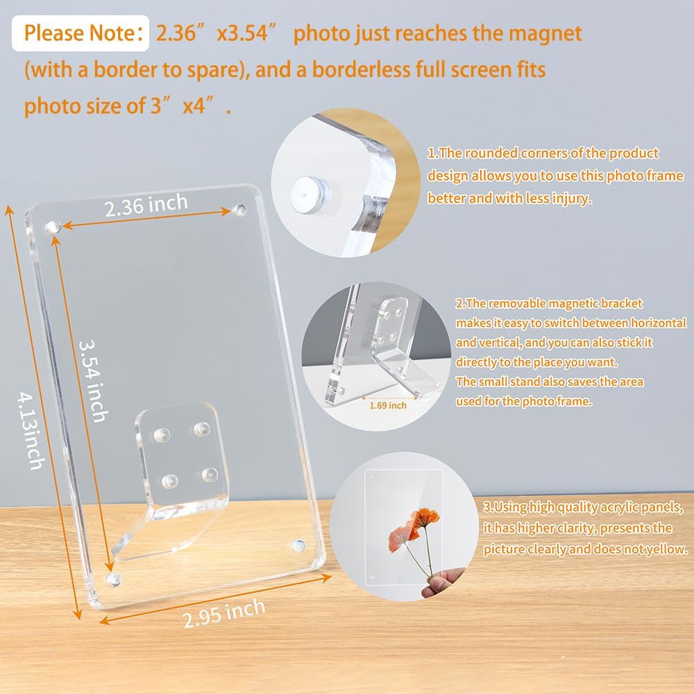 Acrylic Tabletop Photo Frames Compatible / Clear / 2.36*3.54 In / 2.36 x 3.54