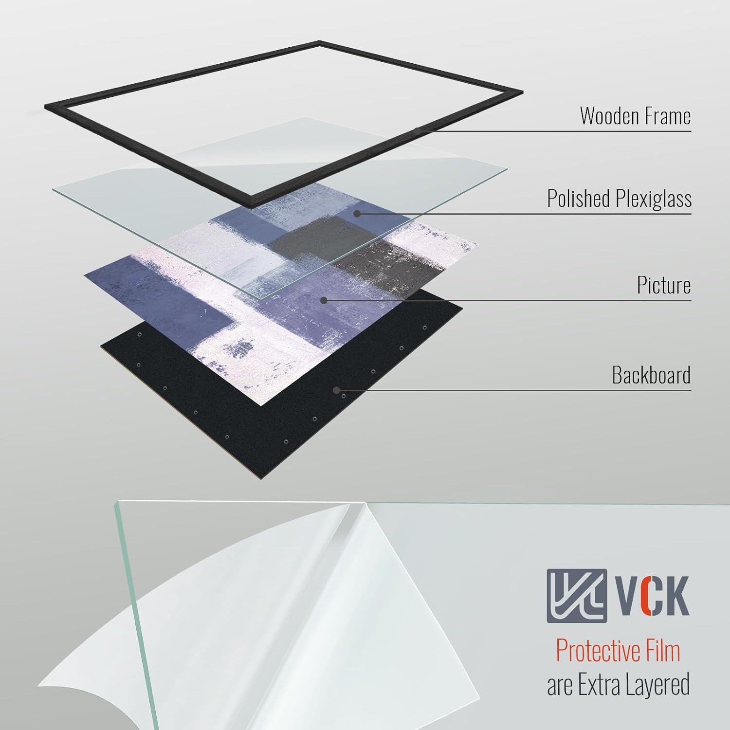 VCK 27x40 Inch Poster Frame Set of 3, Black Woodgrain, Wall Hanging | Wide Border, Exclusive Woodgrain, Shatterproof