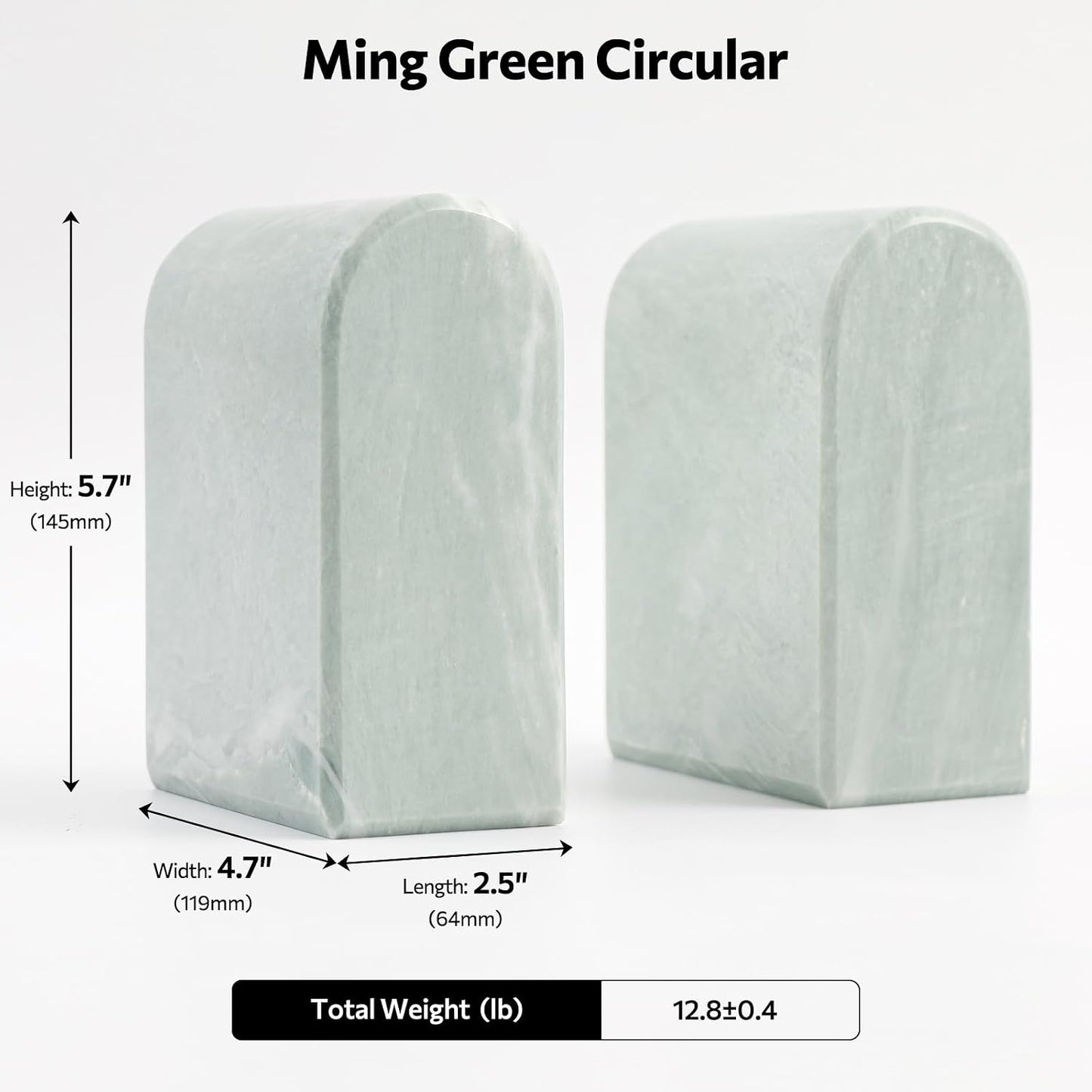 Marble Bookends / Stone Bookends Decorative / 2.5 x 4.7 x 5.7 / Light Green