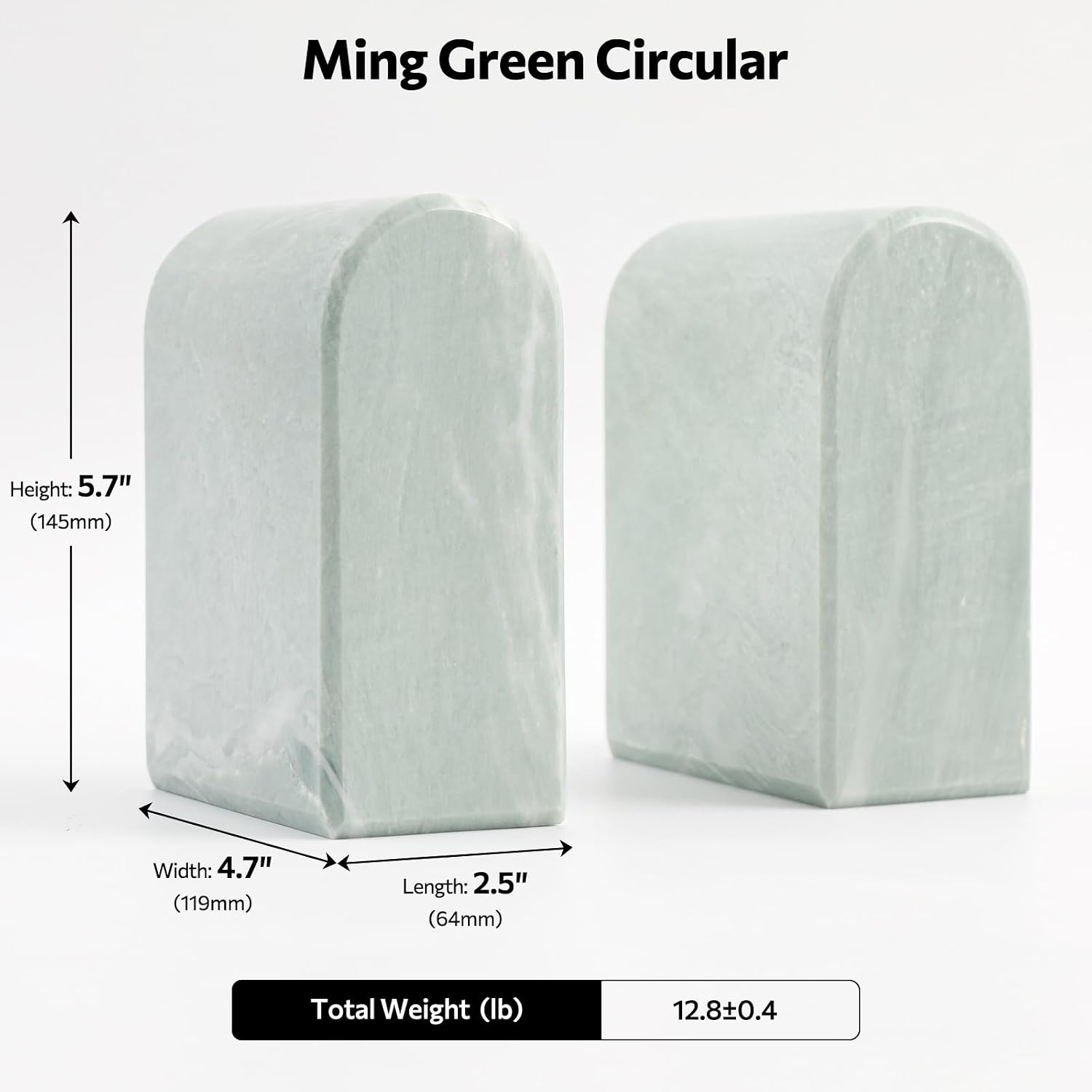 Marble Bookends / Stone Bookends Decorative / 2.5 x 4.7 x 5.7 / Light Green