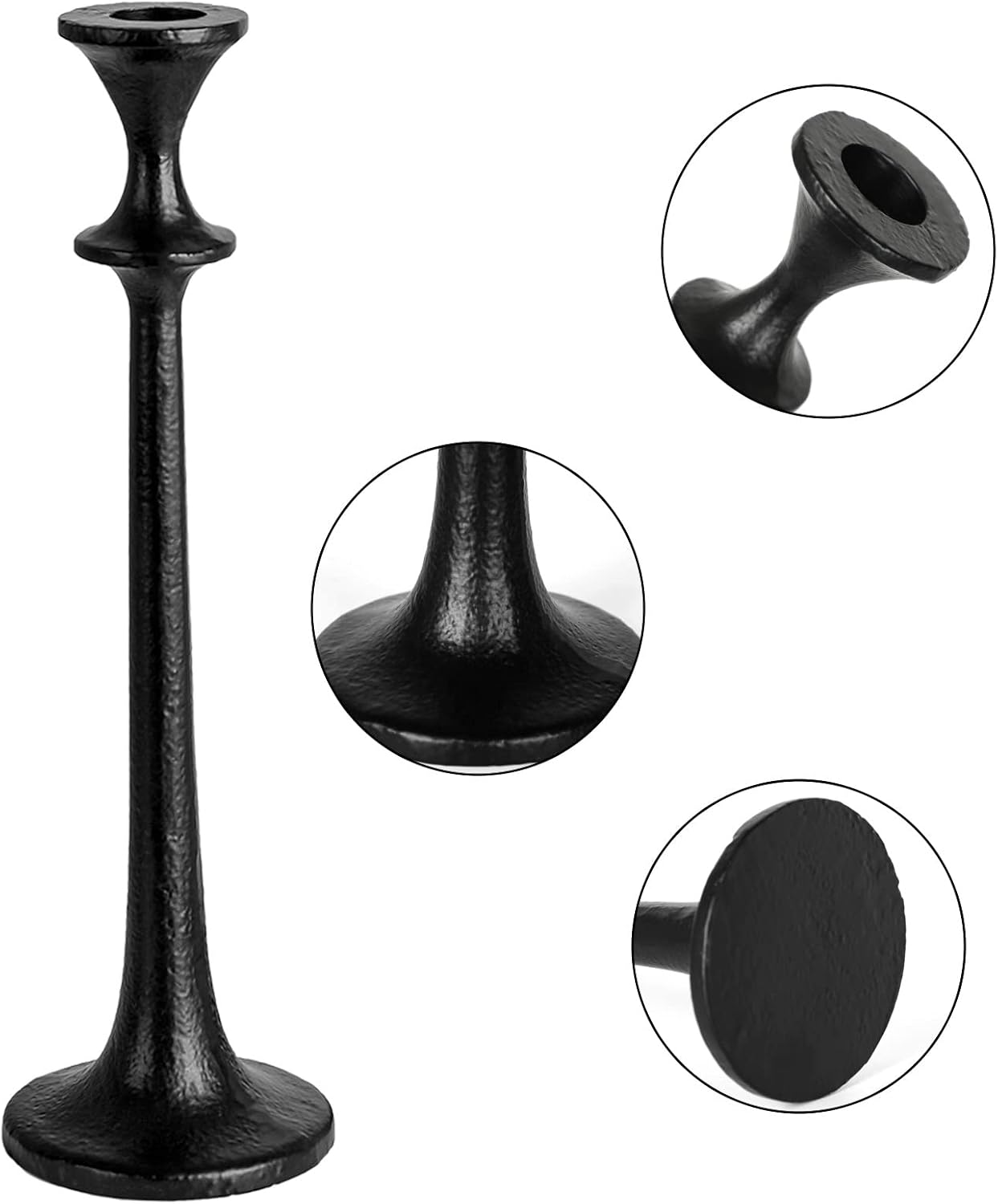 Black Iron Taper Candle Holder - Set of 3 Decorative Candle Stand | Candlestick Holder for Wedding, Dinning, Party