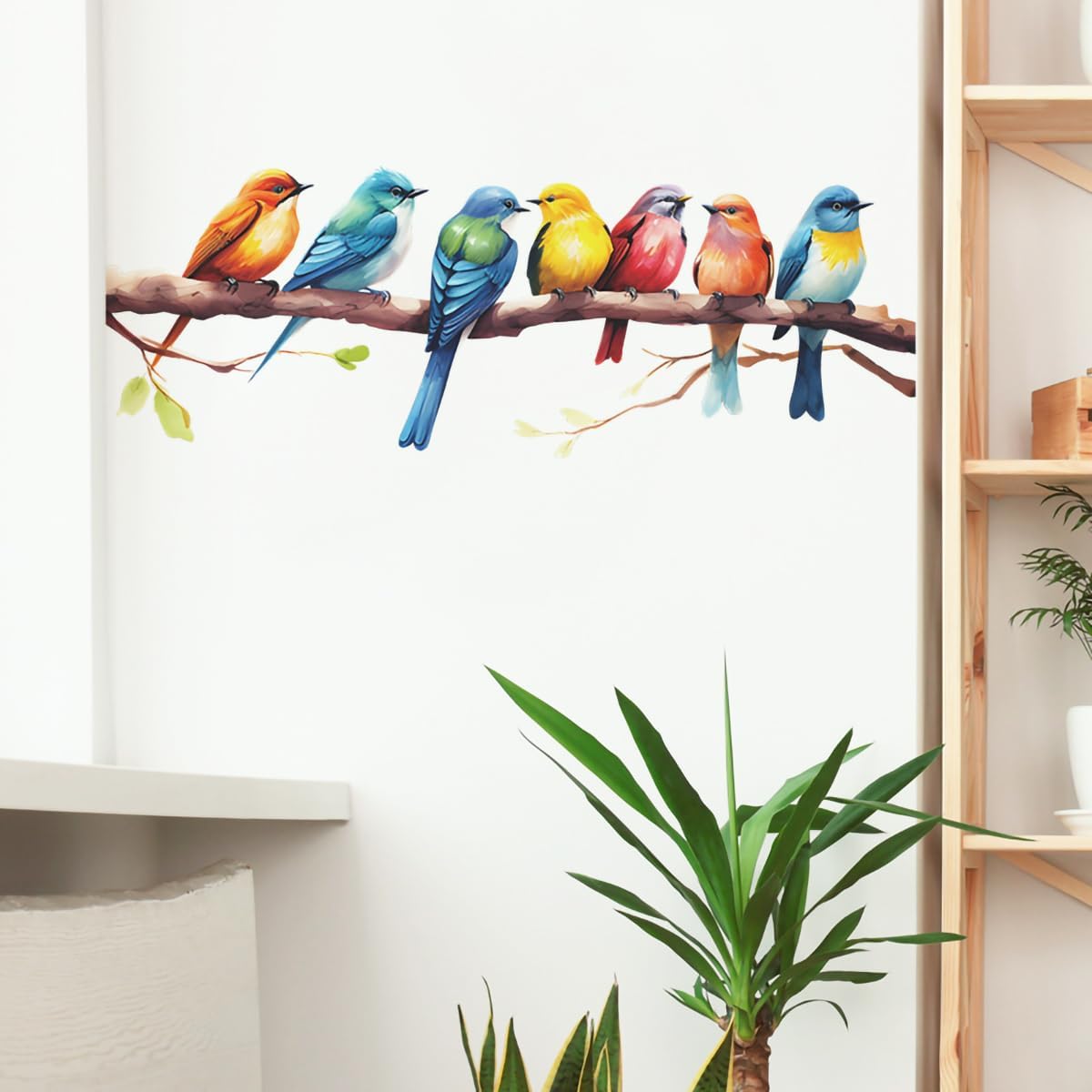 Birds on Branch Wall Decals Peel and Stick Birds Vinyl Wall Stickers / Watercolor / Set of 2