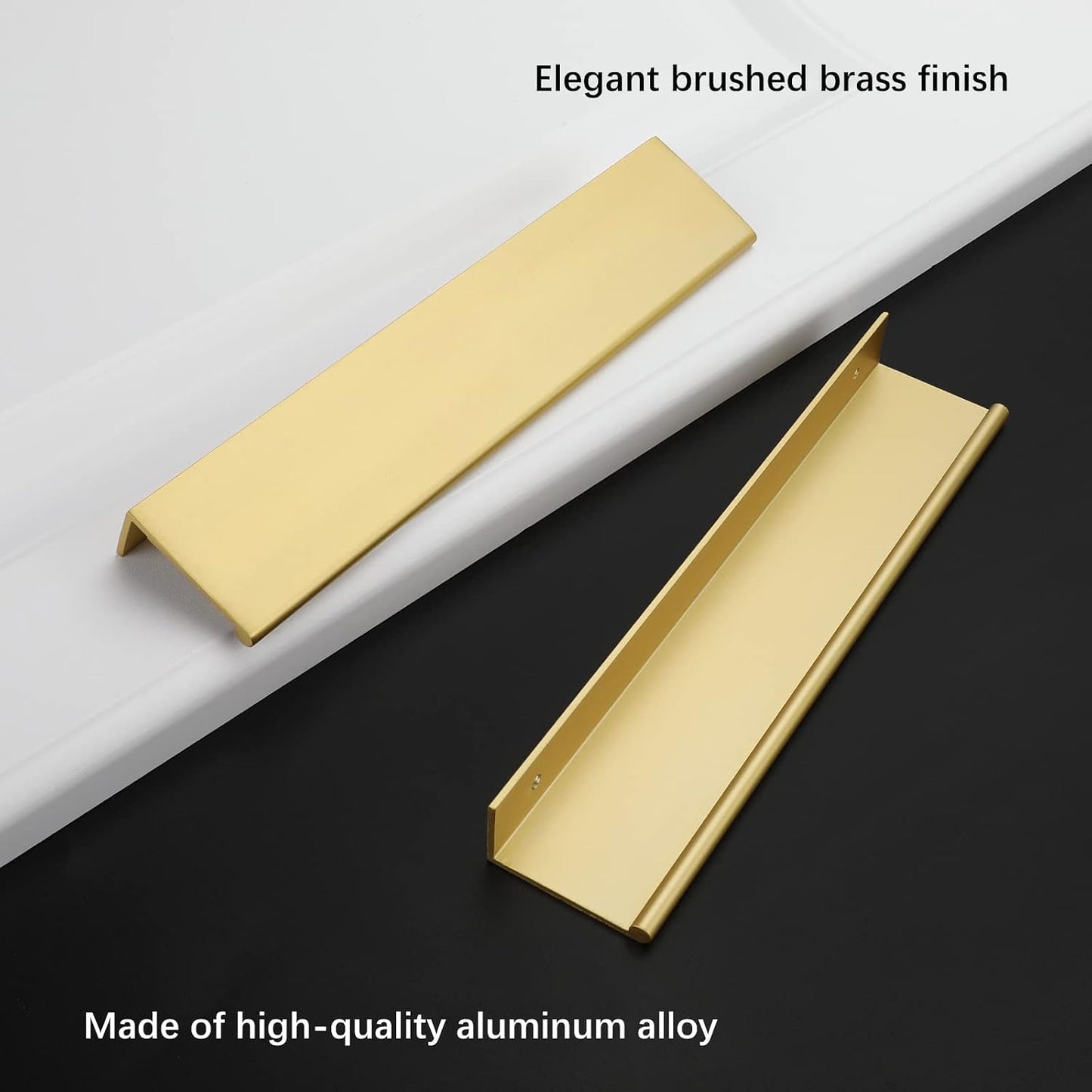 Edge Pulls for Cabinet Kitchen Cabinet / Hole Center: 6-1/4in / Matte Gold / 4 Inch / Set of 10