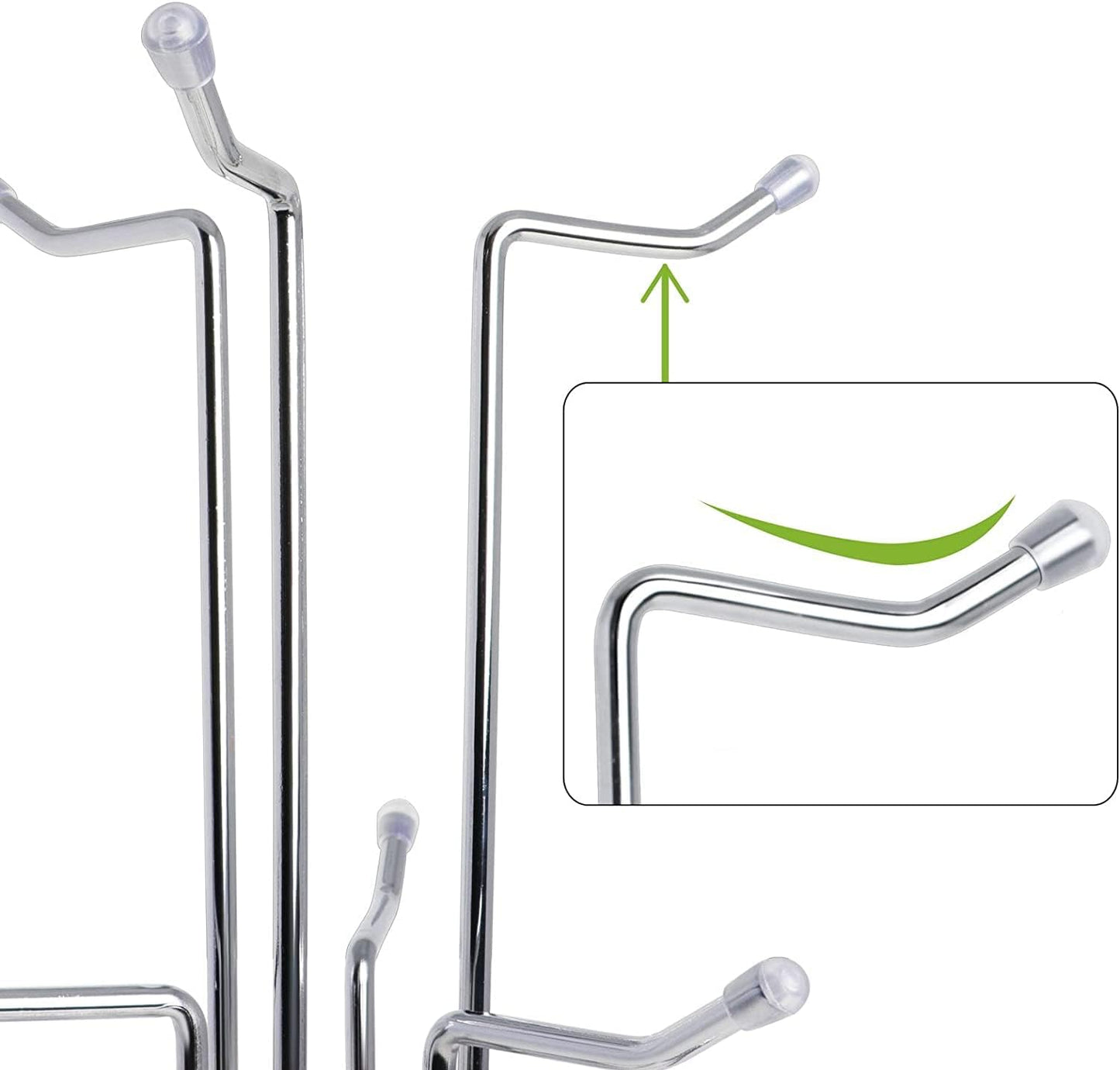 HULISEN Mug Tree for Large Cup, 6 Hook Countertop Coffee Mug Holder, Silver | Cup Rack for Counter, Stable Wide Base
