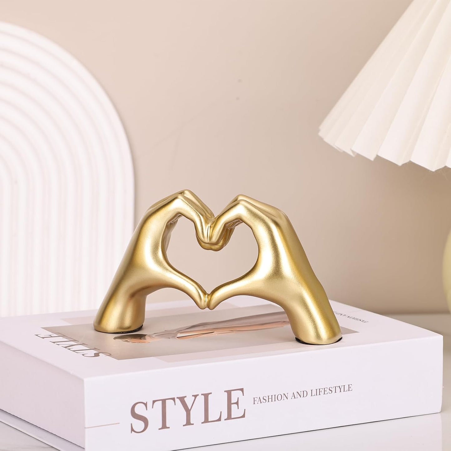 Heart Shaped Hand Statue / Gold