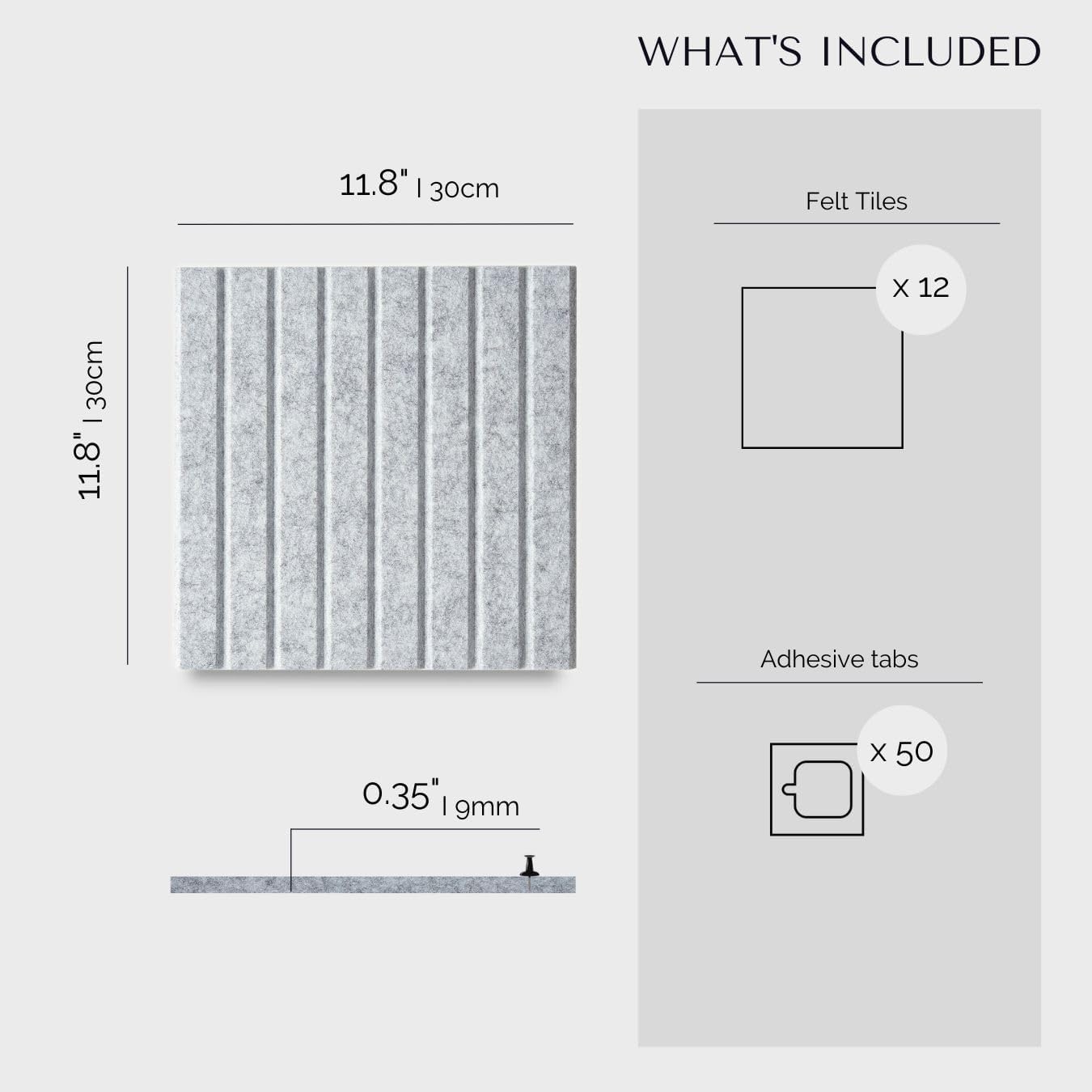 Large Felt Bulletin Board 48 x 36 Inch - 12-Pack Square Acoustic Wall Panels, Cork Board Alternative, NRC 0.95