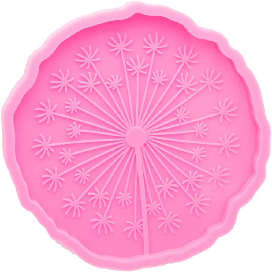 Super Shiny Dandelion Coaster Resin Molds Silicone Coaster Mold Round Flowers Shape Silicone Molds