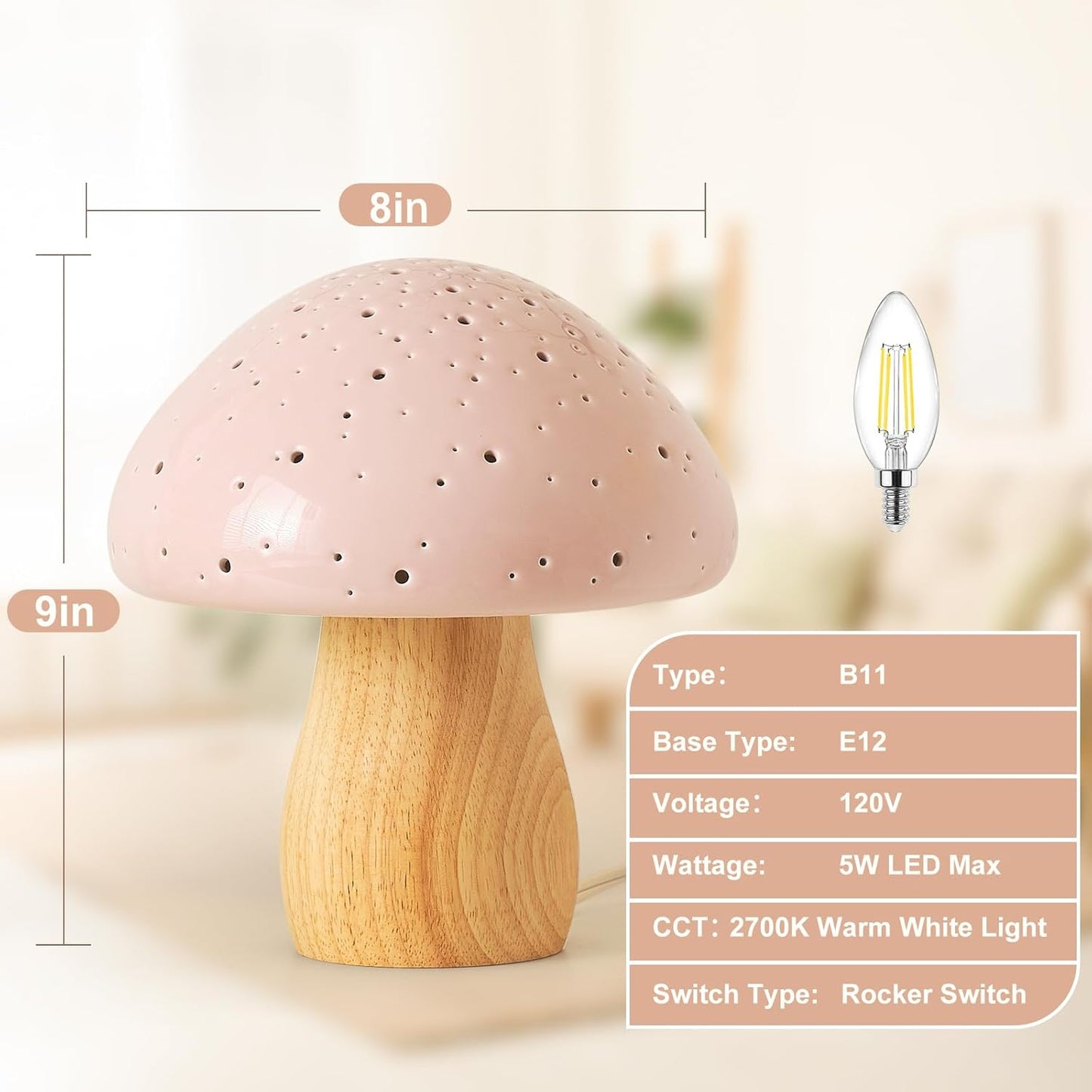 Vintage Night Light / Pink