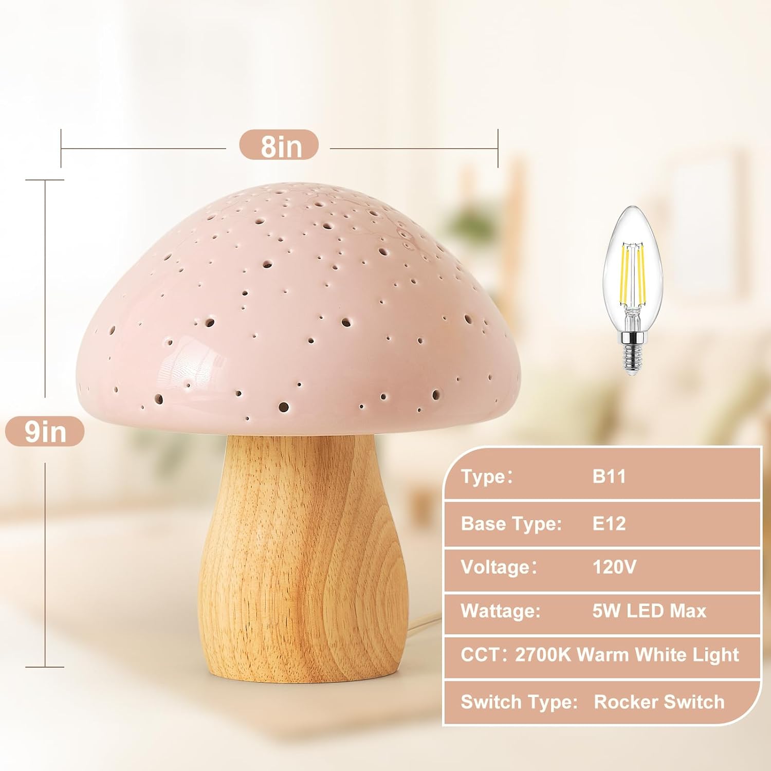 Vintage Night Light / Pink