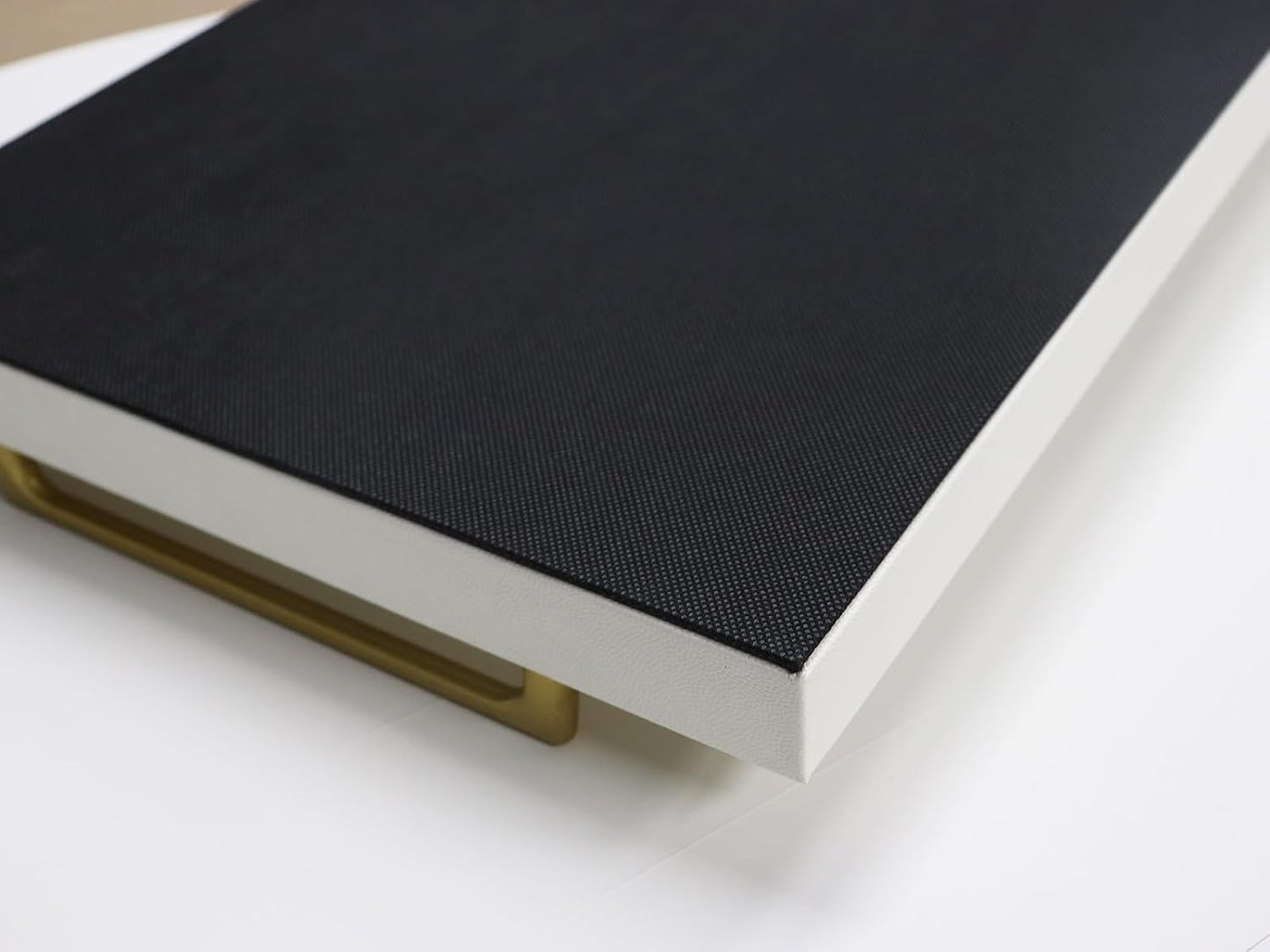 Wooden Leather Serving Tray / White