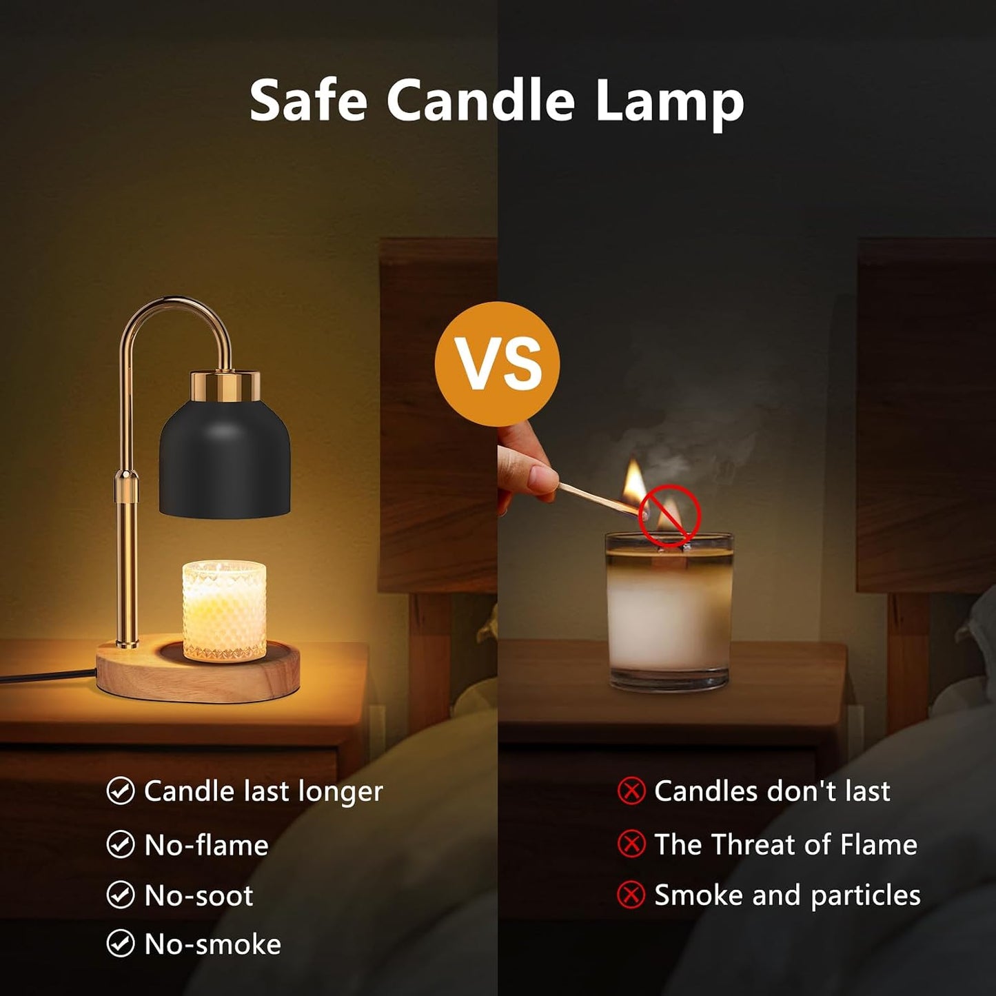Candle Warmer Lamp with Timer Dimmer, Height & Brightness Adjustable | Black Electric Wax Warmer for Women Mom