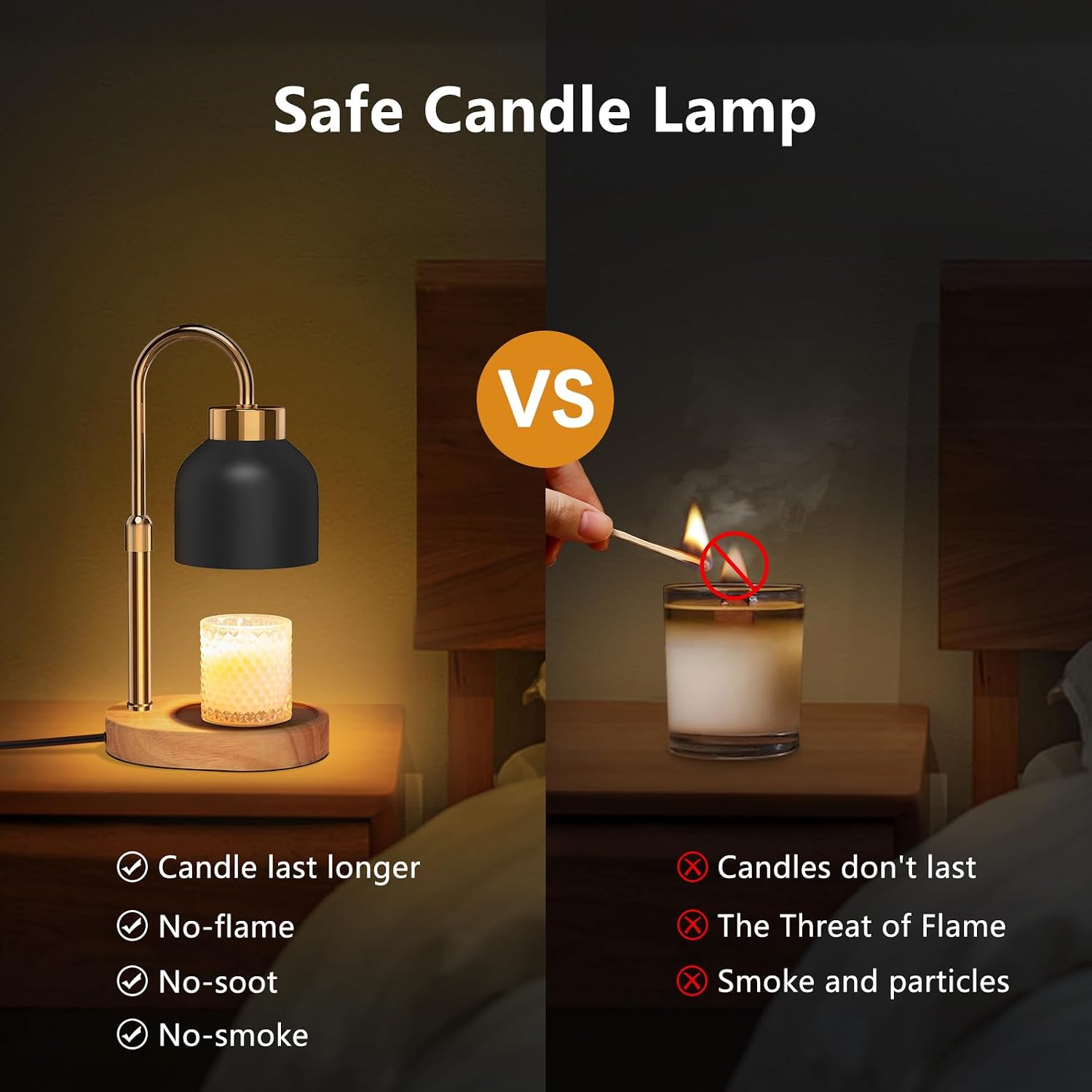 Candle Warmer Lamp with Timer Dimmer, Height & Brightness Adjustable | Black Electric Wax Warmer for Women Mom