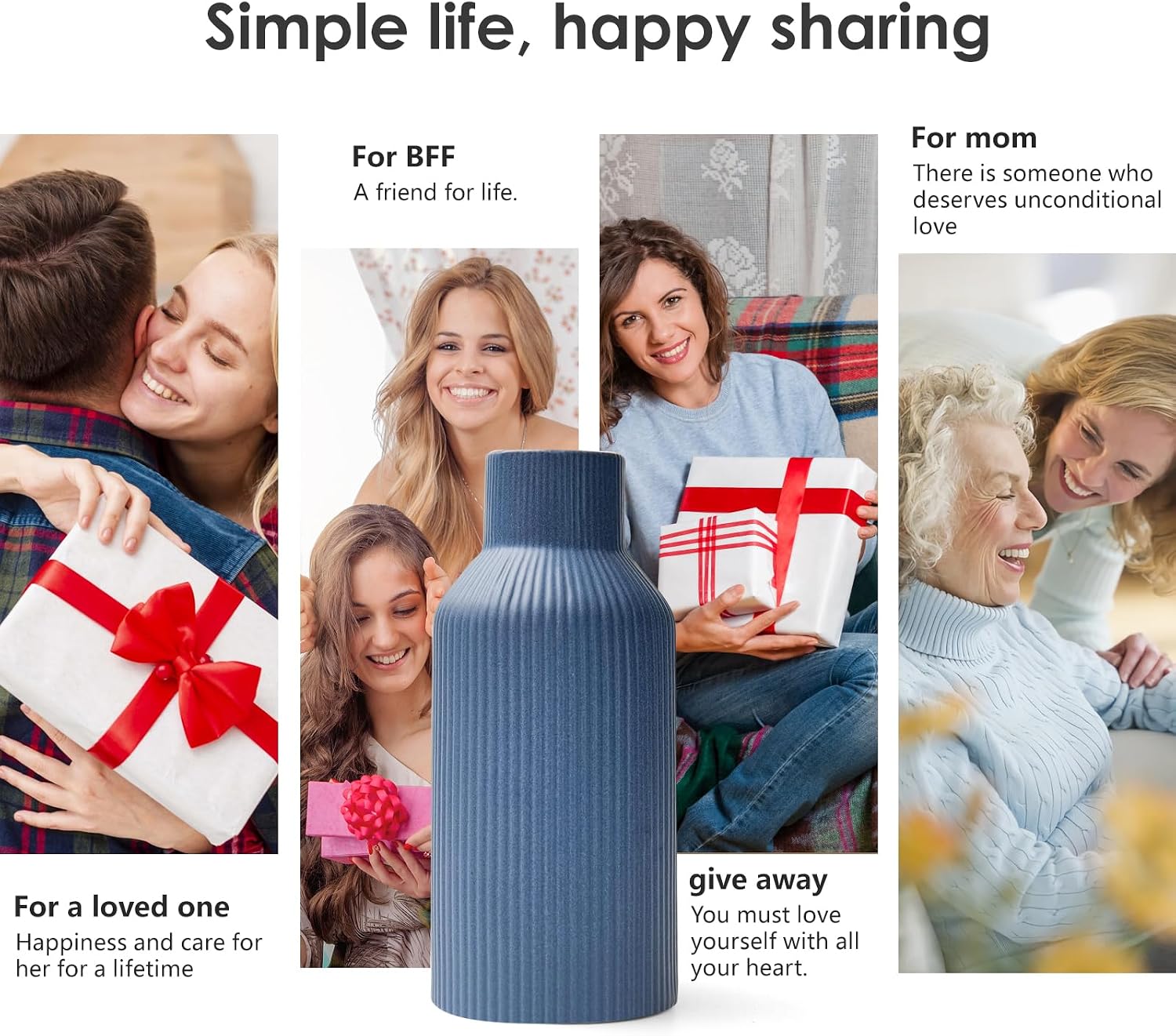 Bohemian Ceramic Vase / Blue / 8in