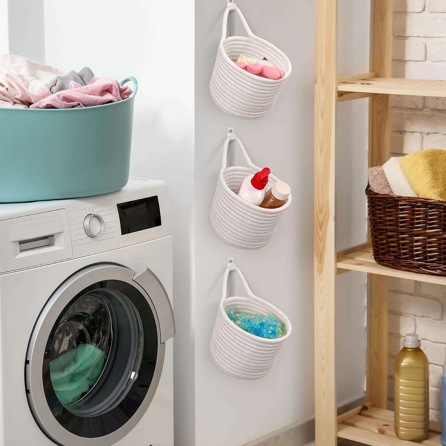 Adhesive Hooks / Storage Organizers / White & White / Set of 3
