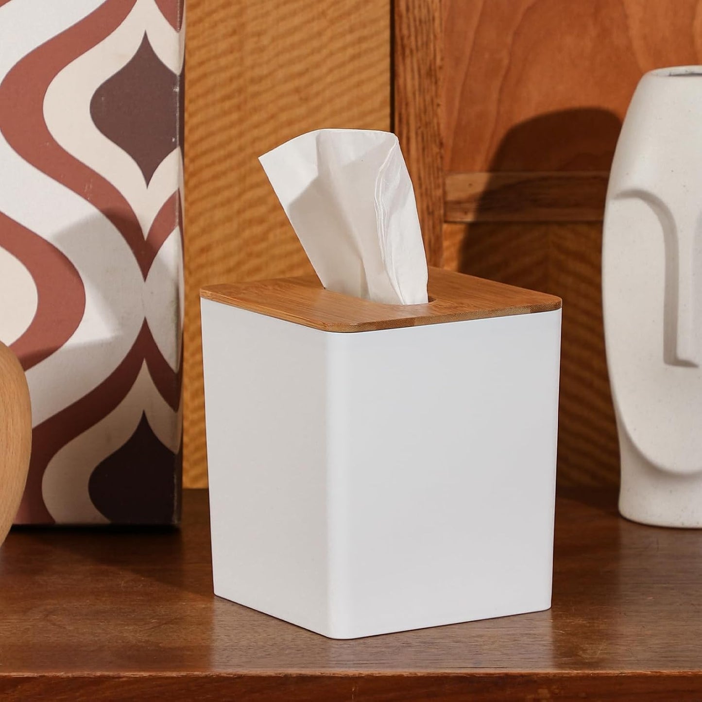Tissue Dryer Sheet Holder for Modern Farmhouse Boho Decor / White Square
