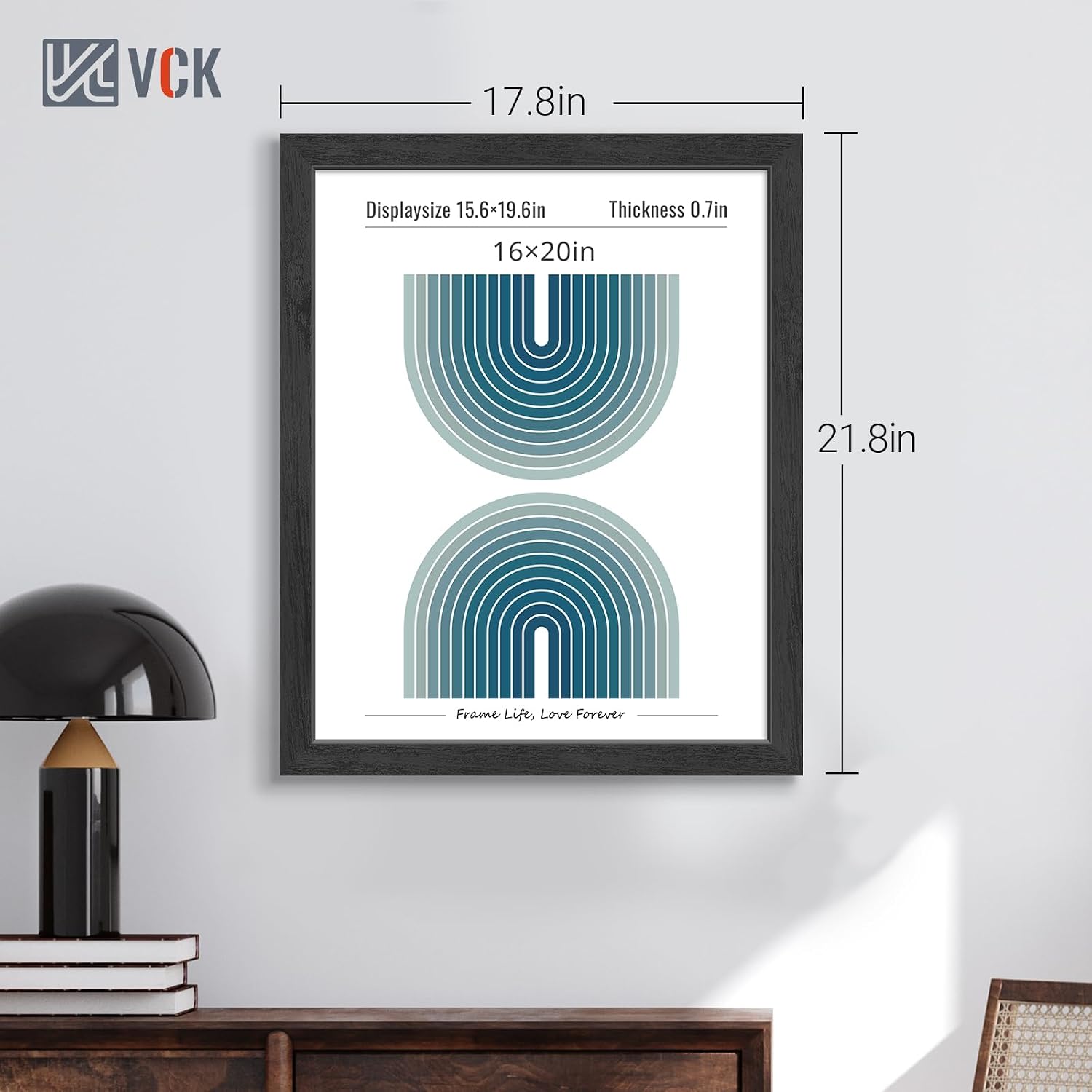 VCK 16x20 Picture Frames Set of 3, Black Woodgrain, Wall Hanging | Wide Border, Exclusive Woodgrain, Shatterproof